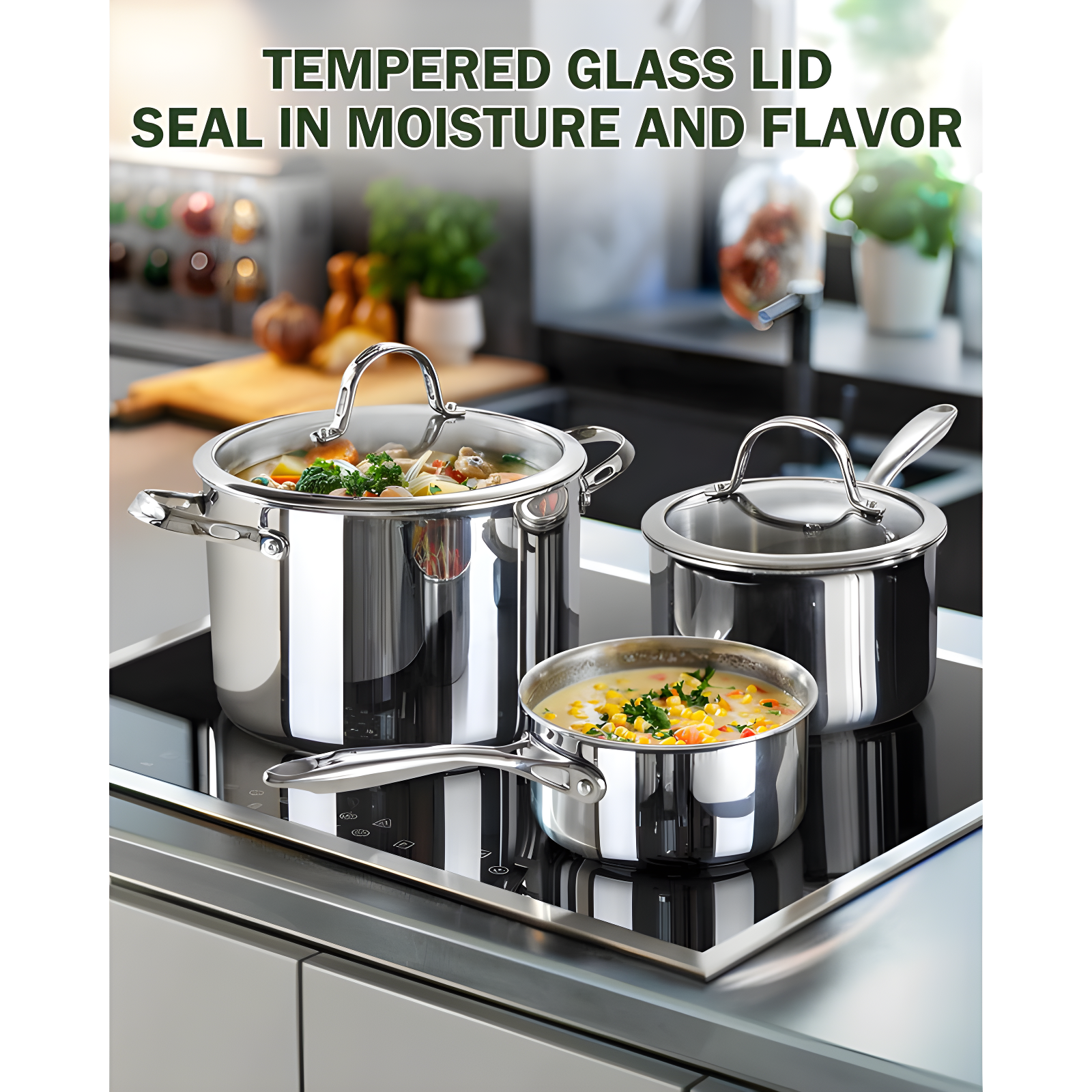 Cooks Standard Stainless Steel Saucepan With Lid, Multi-ply Clad Sauce Pot 3 Quart, Silver