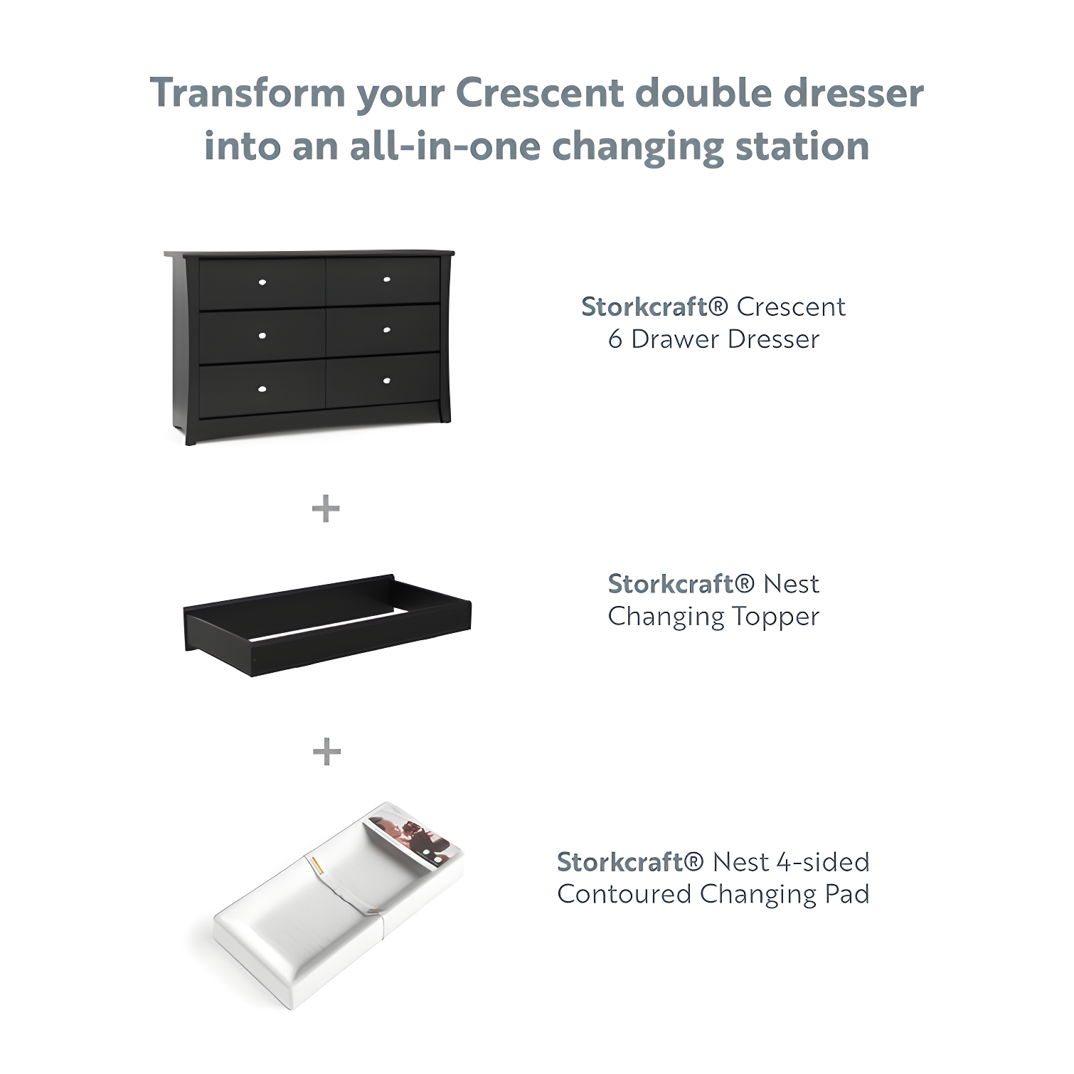 Crescent 6 Drawer Double Dresser