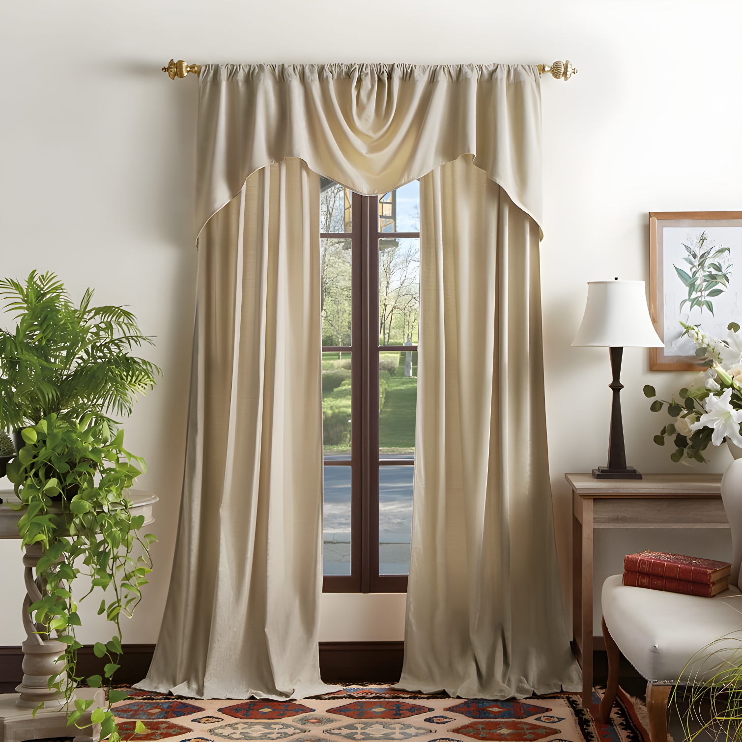 Naples Chenille Solid Semi-Sheer Rod Pocket Curtain Panels (Set of 2)