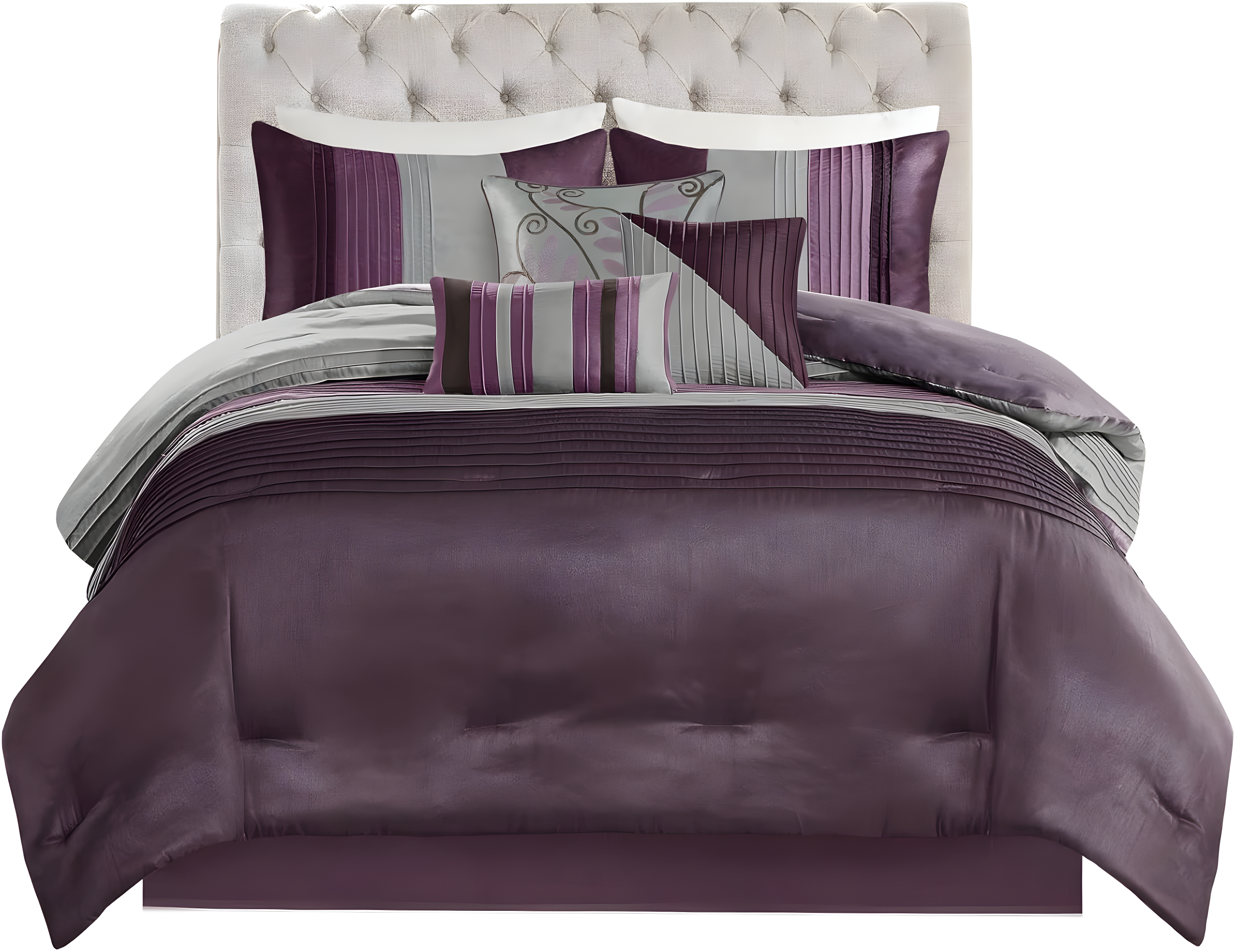 Madison Park Amherst 7 Piece Striped and Pleated Comforter Set