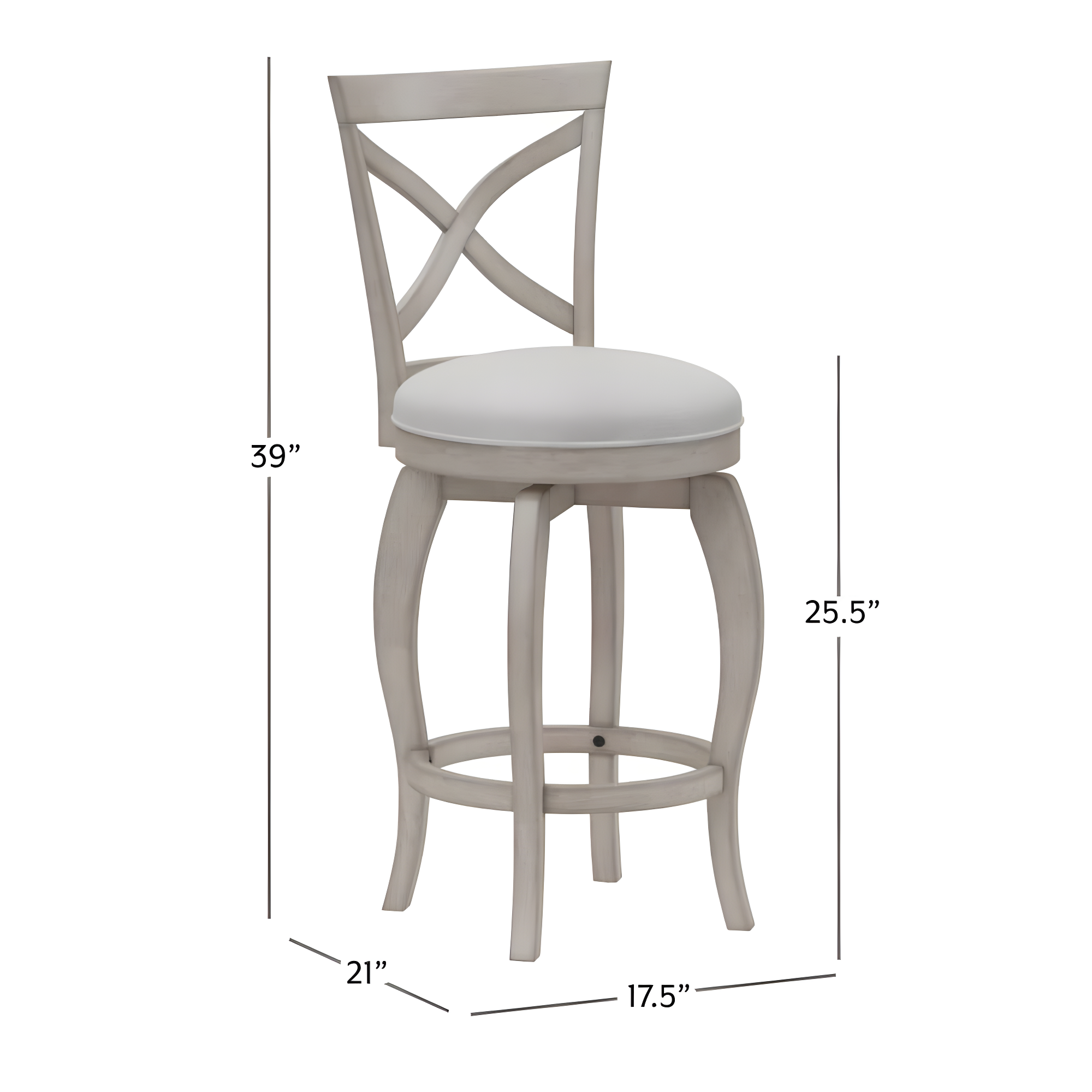 Hillsdale Furniture Ellendale X-Back Wood Padded Swivel Counter Height Stool, Aged Gray