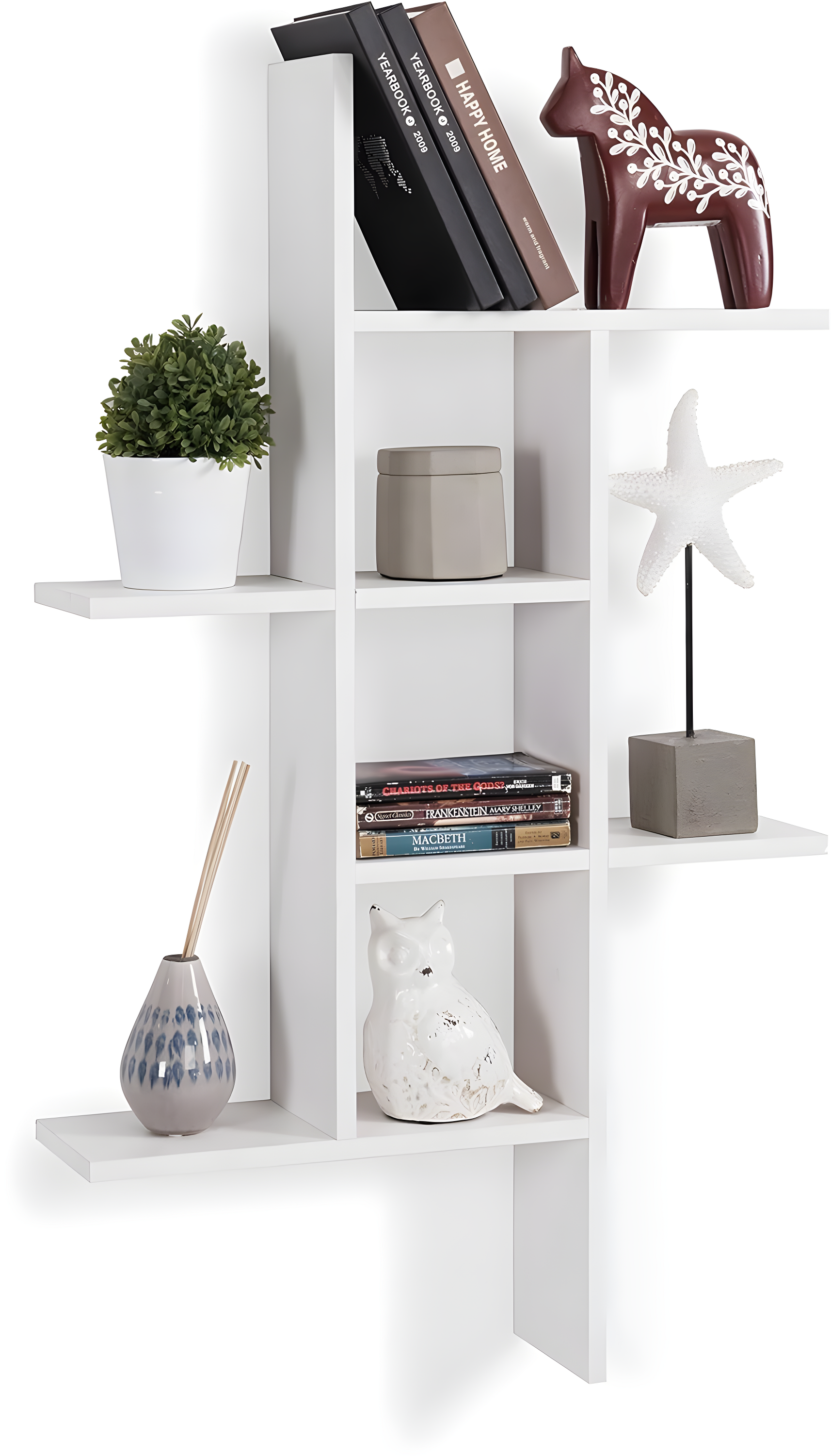 Danya B. 40" x 24" Cantilever Wall Shelf White: Modern Laminated MDF, 4-Tier Storage, Includes Mounting Hardware