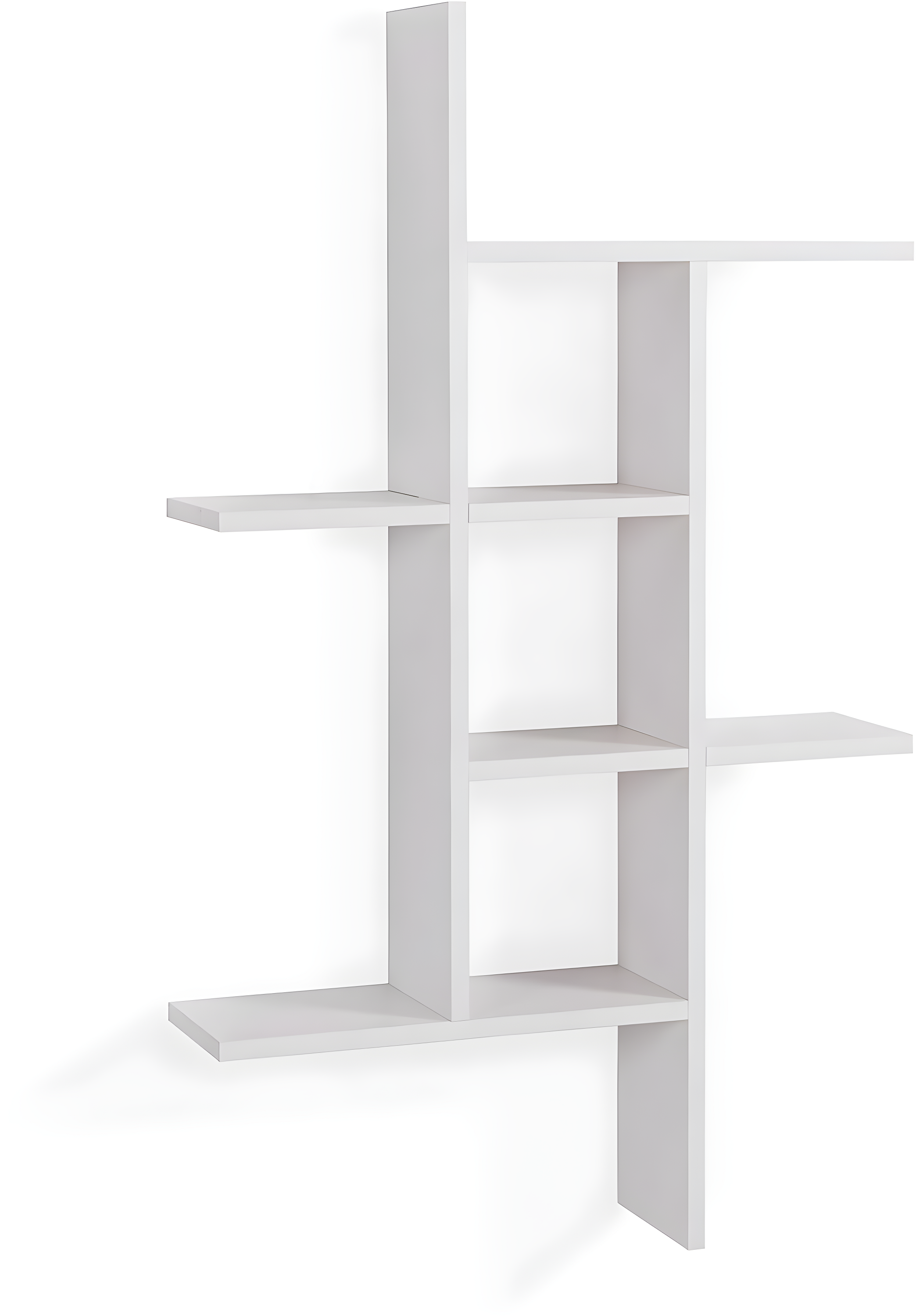 Danya B. 40" x 24" Cantilever Wall Shelf White: Modern Laminated MDF, 4-Tier Storage, Includes Mounting Hardware