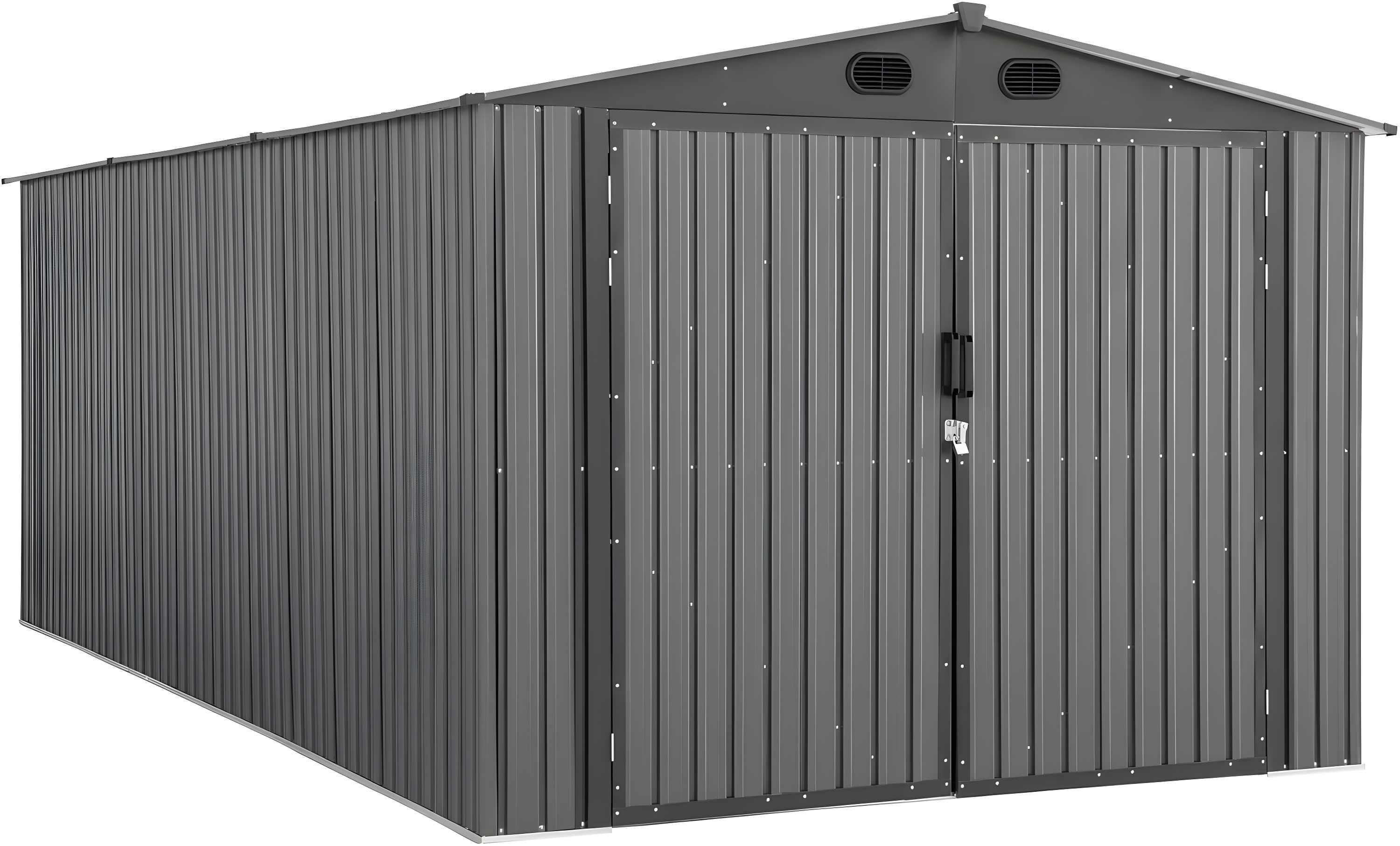 Sunjoy Sunjoy Outdoor Storage Shed 10 x 20 ft. Carport, Patio Metal Utility Large Storage Shed Garage with 2 Doors and 4 Vents, for Car, Truck, Bike, Garbage Can, Tool, Lawnmower