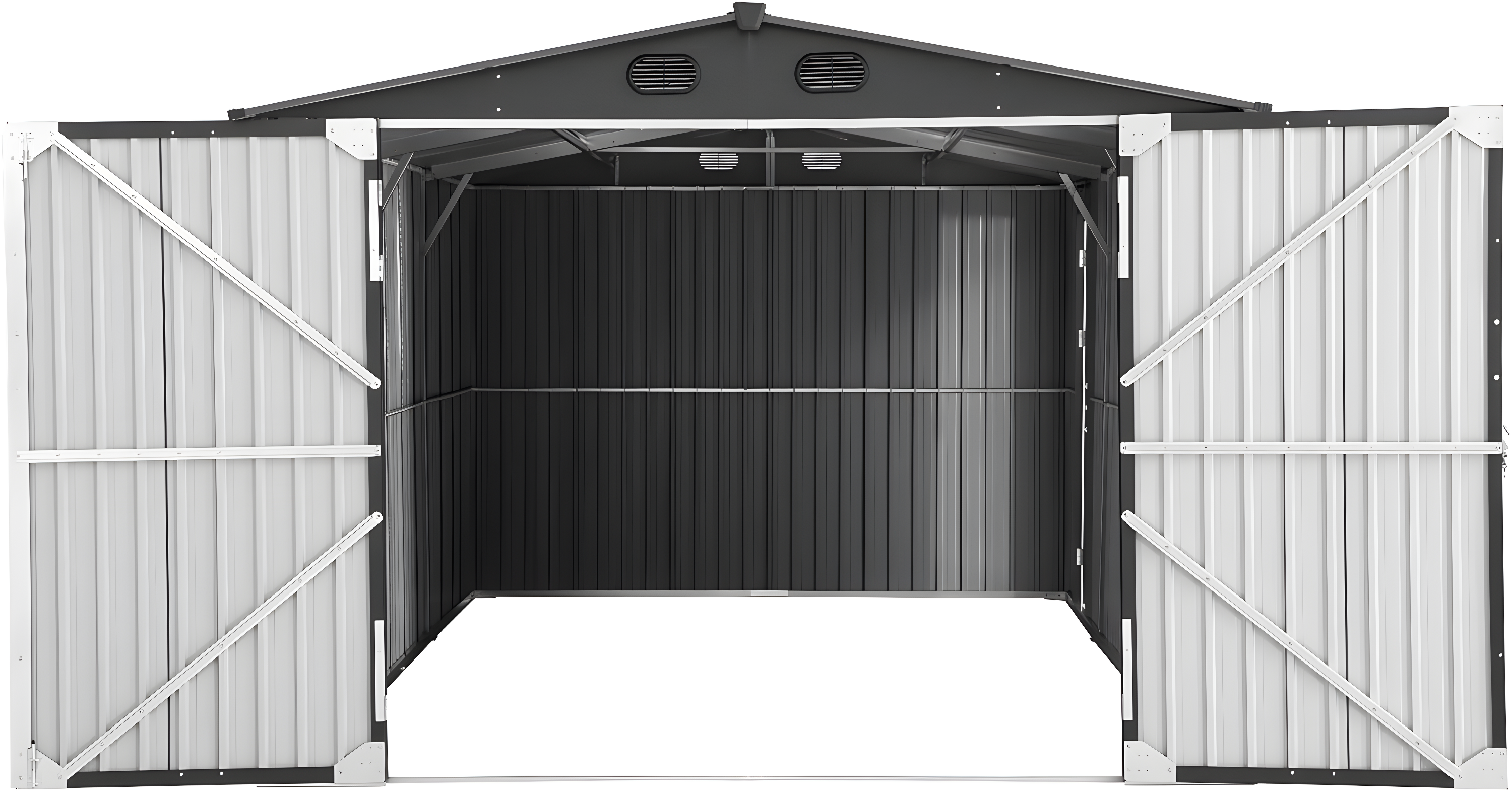 Sunjoy Sunjoy Outdoor Storage Shed 10 x 20 ft. Carport, Patio Metal Utility Large Storage Shed Garage with 2 Doors and 4 Vents, for Car, Truck, Bike, Garbage Can, Tool, Lawnmower