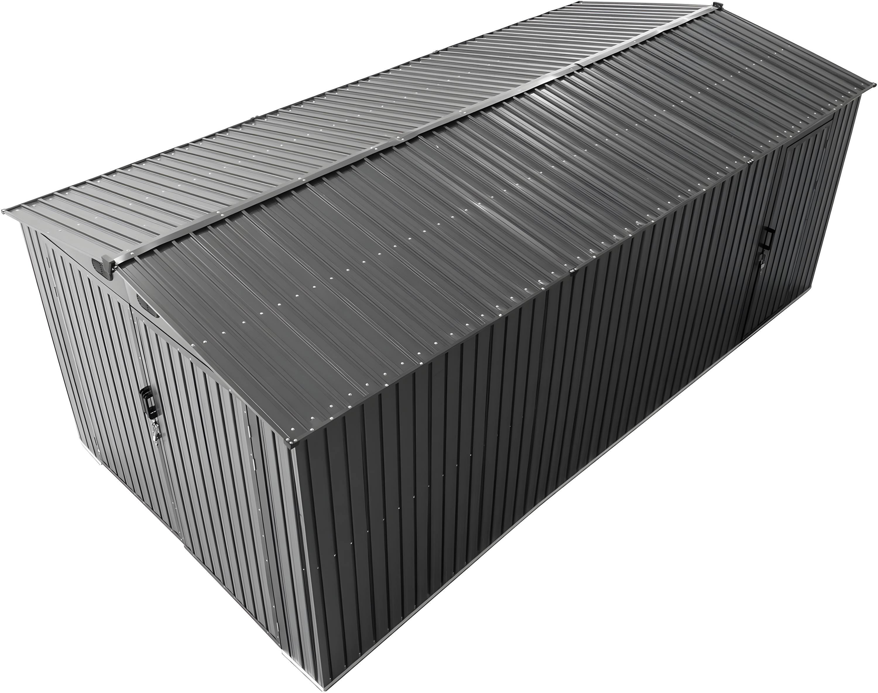 Sunjoy Sunjoy Outdoor Storage Shed 10 x 20 ft. Carport, Patio Metal Utility Large Storage Shed Garage with 2 Doors and 4 Vents, for Car, Truck, Bike, Garbage Can, Tool, Lawnmower