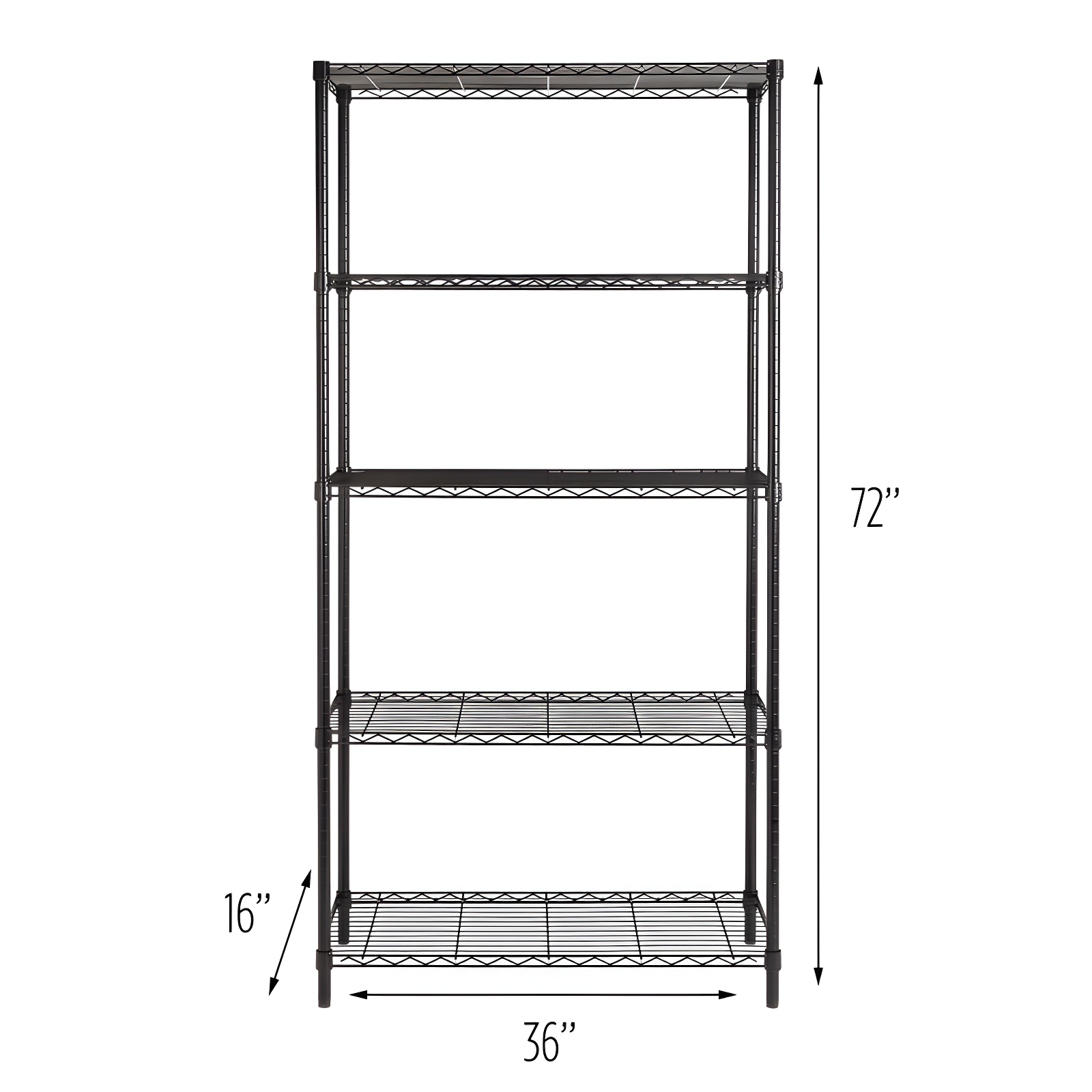 Honey Can Do 5-Tier Metal Height-Adjustable Shelving Unit (36" W X 72" H x 16" D)