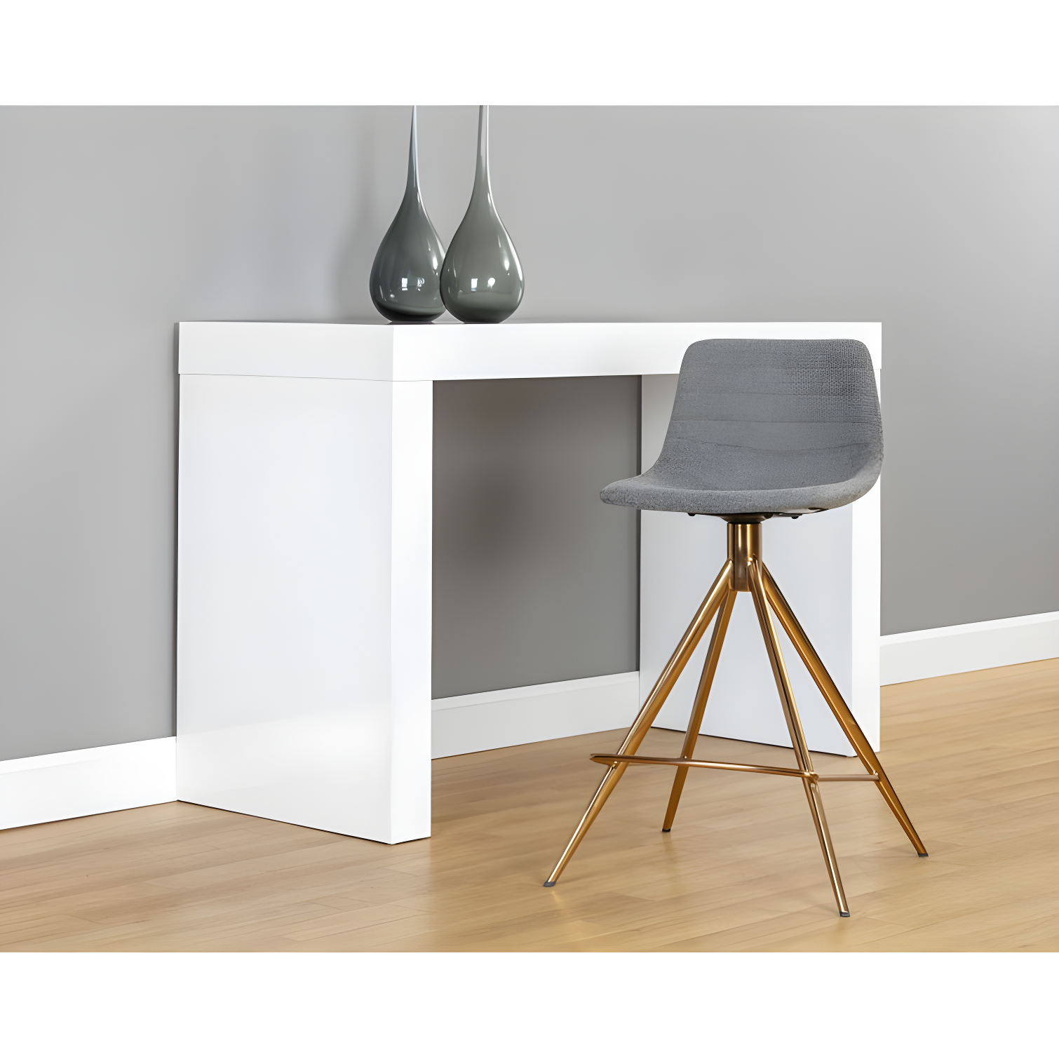 Belfast Koala Grey Gold-Base Swivel 26" Bar Stool