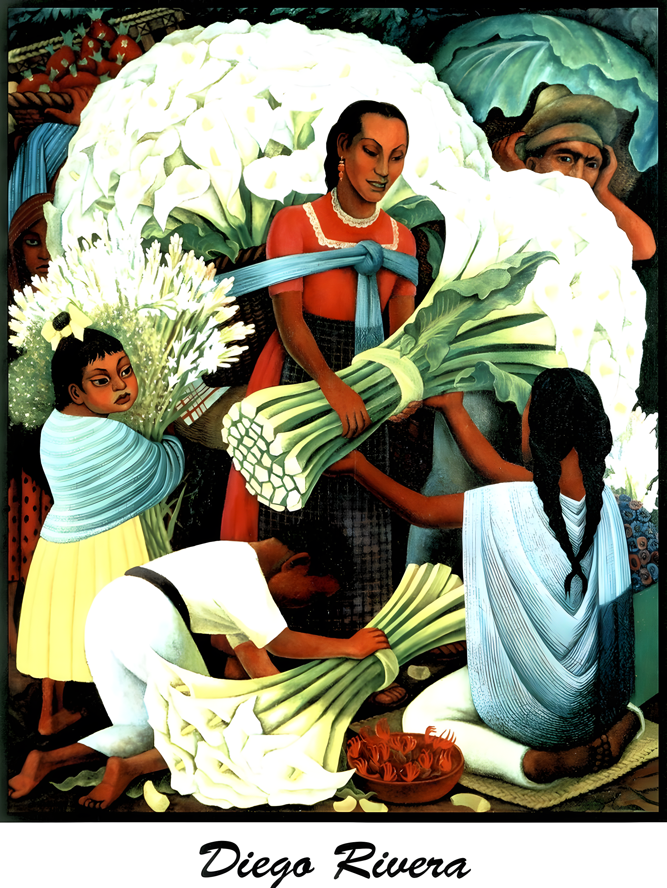 Vault W Artwork " The Flower Vendor " by Diego Rivera