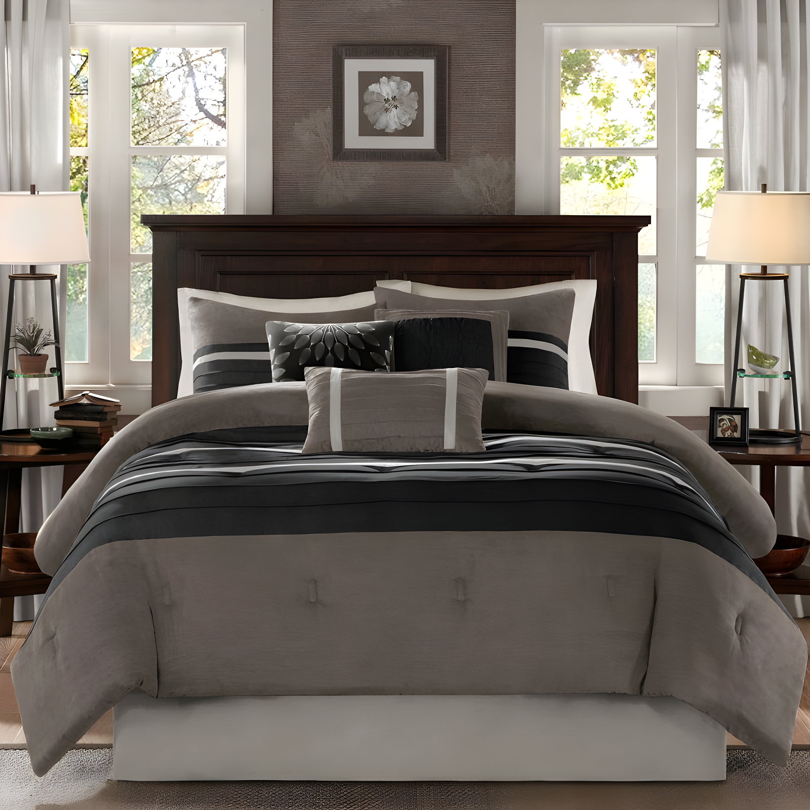 Madison Park Palmer 7 PC Pieced Faux Suede Comforter Set
