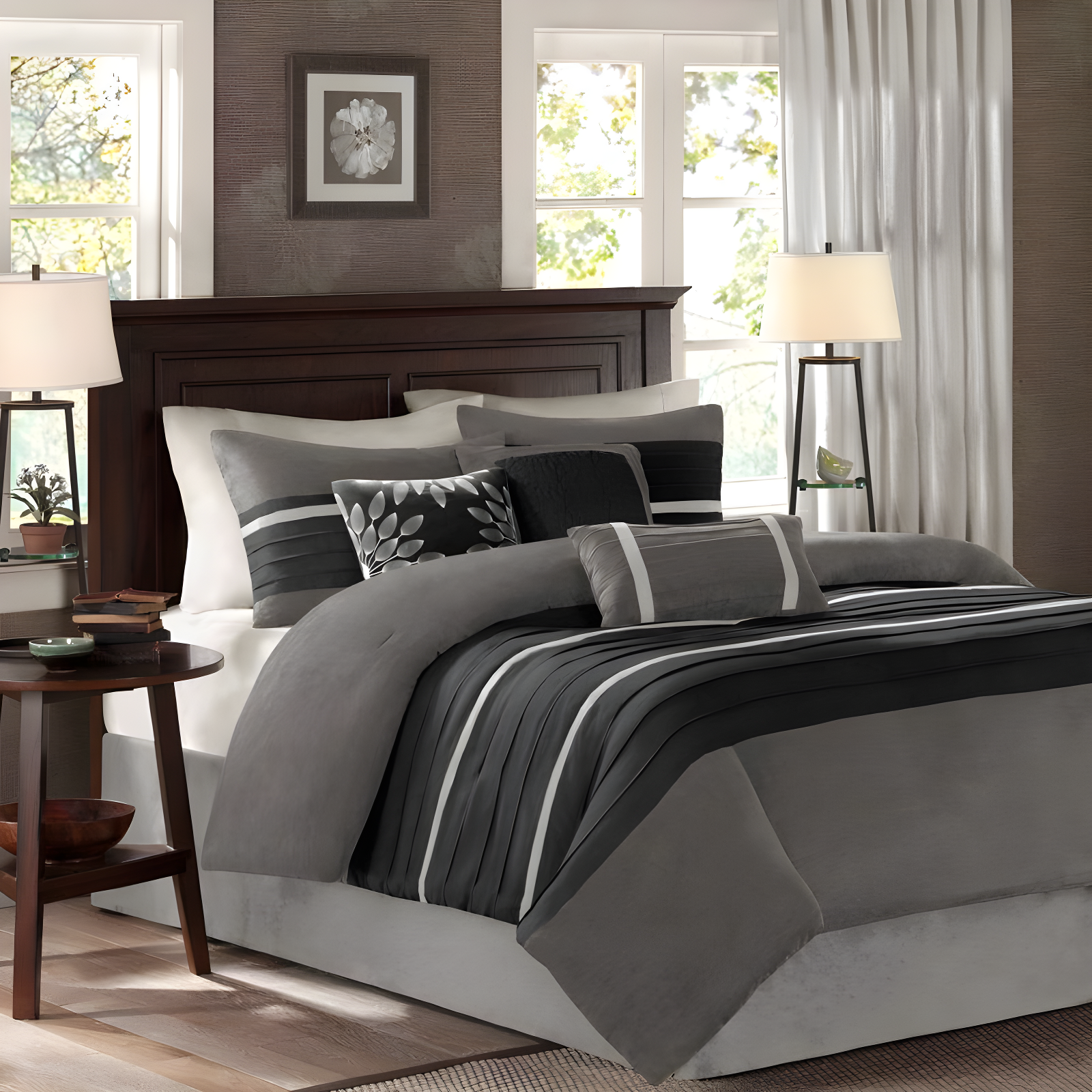 Madison Park Palmer 7 PC Pieced Faux Suede Comforter Set