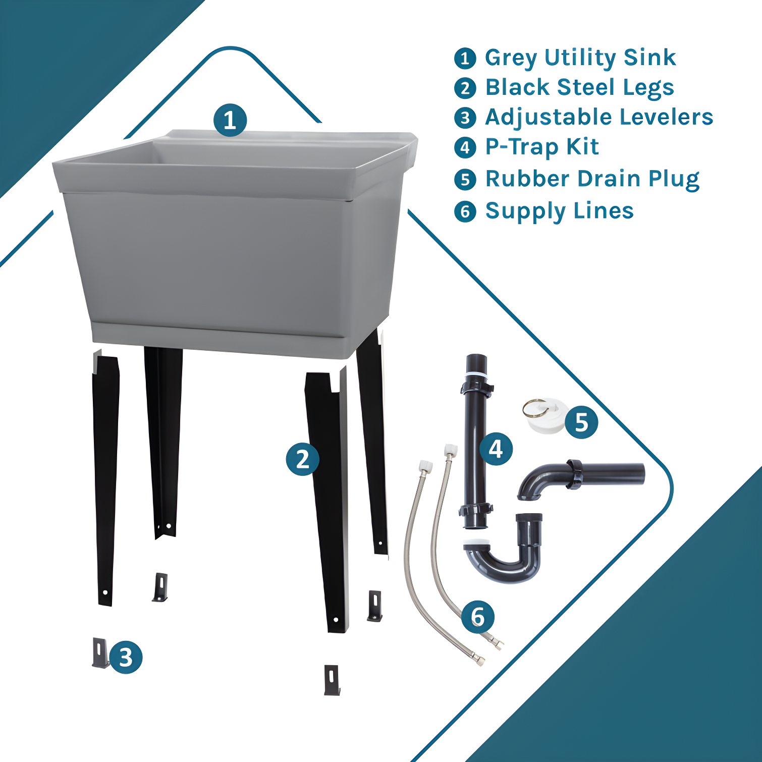 23.5'' L x 23.5'' W Free Standing Laundry Sink