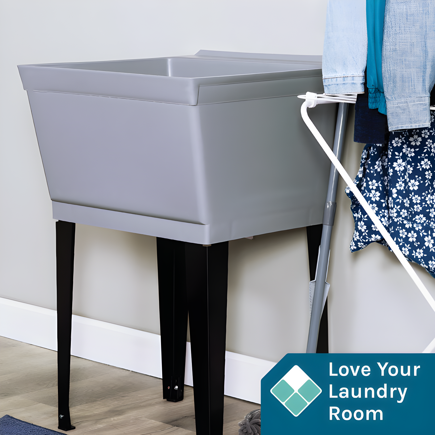 23.5'' L x 23.5'' W Free Standing Laundry Sink