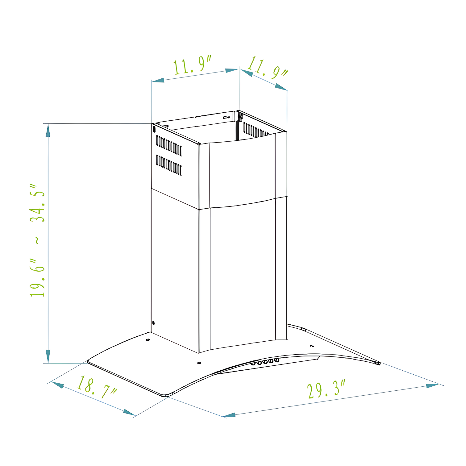 W101C Series 30" 300 CFM Convertible Wall Mount Range Hood