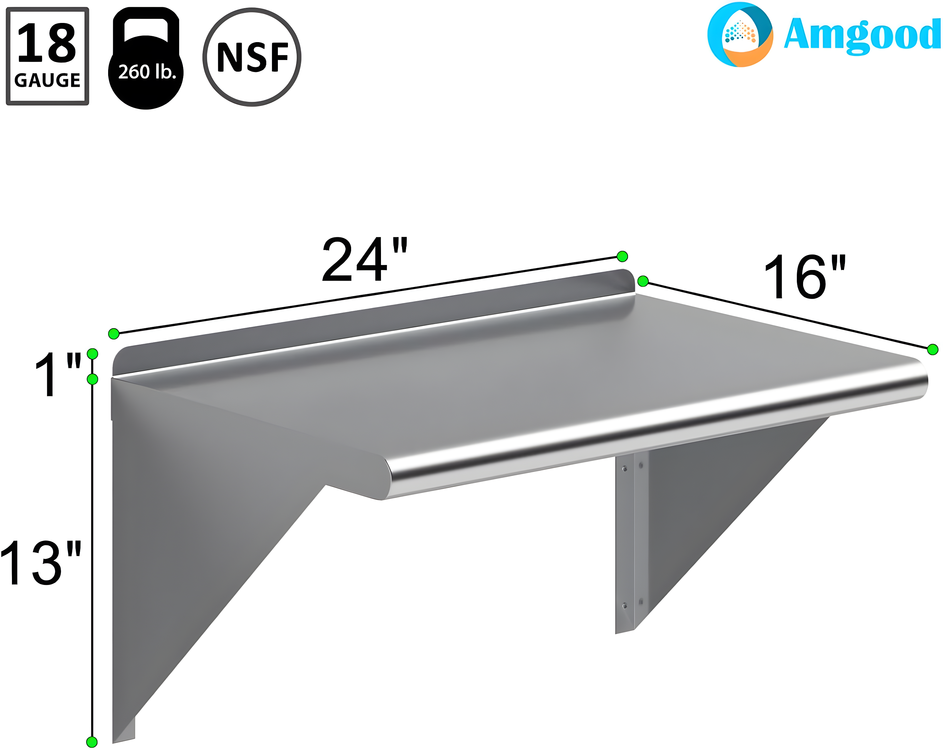 Amgood Utility Metal Wall Shelf.