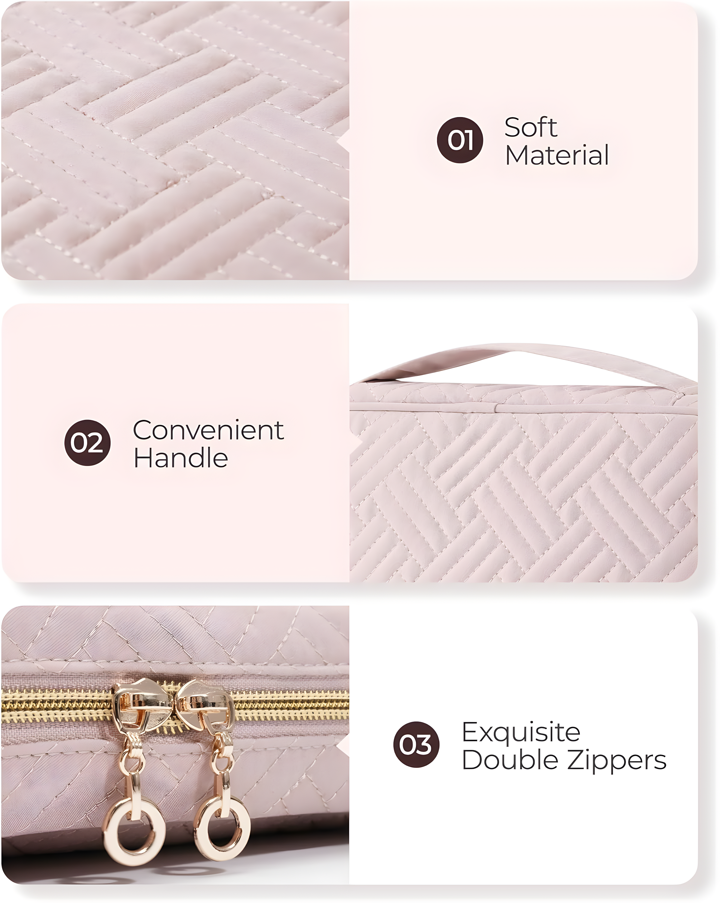 Jewelry Organizer Case Travel Jewelry Storage Bag for Necklace, Earrings, Rings, Bracelet, Soft Pink