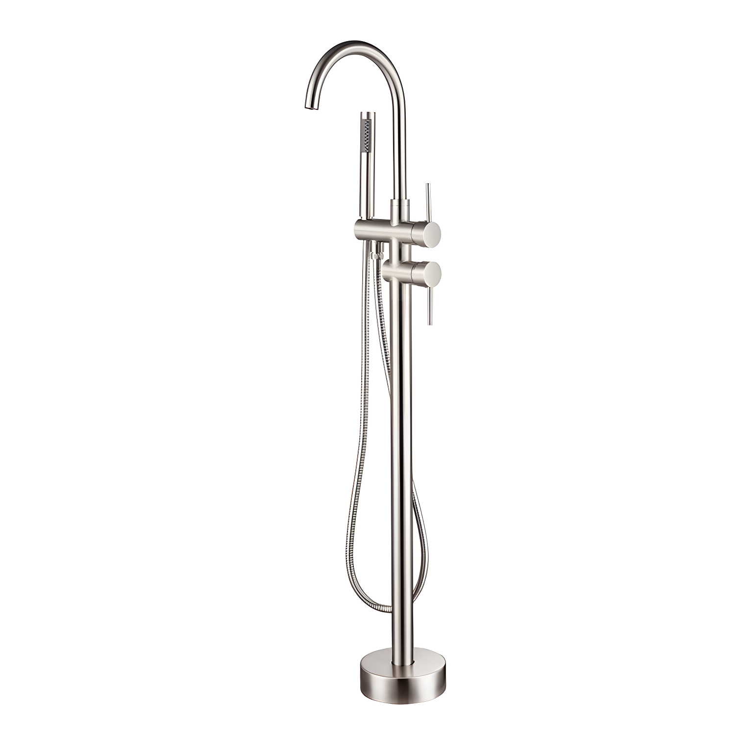 Double Handle Floor Mounted Freestanding Tub Filler With Handshower