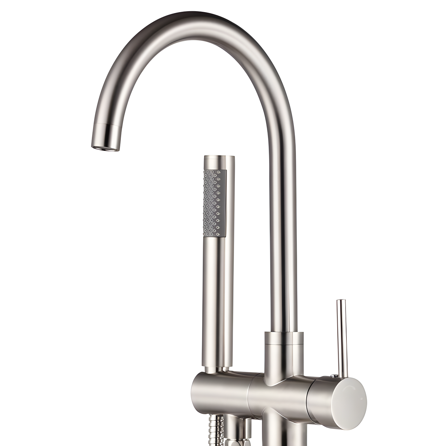 Double Handle Floor Mounted Freestanding Tub Filler With Handshower