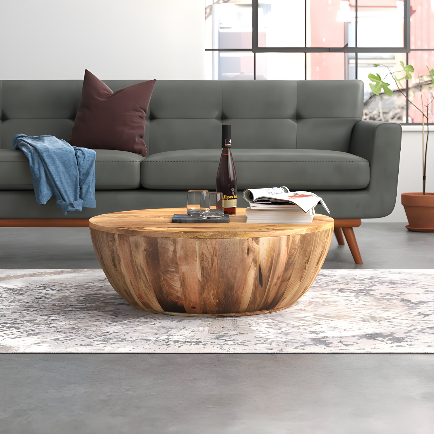 Teasdale Solid Wood Single Drum Coffee Table