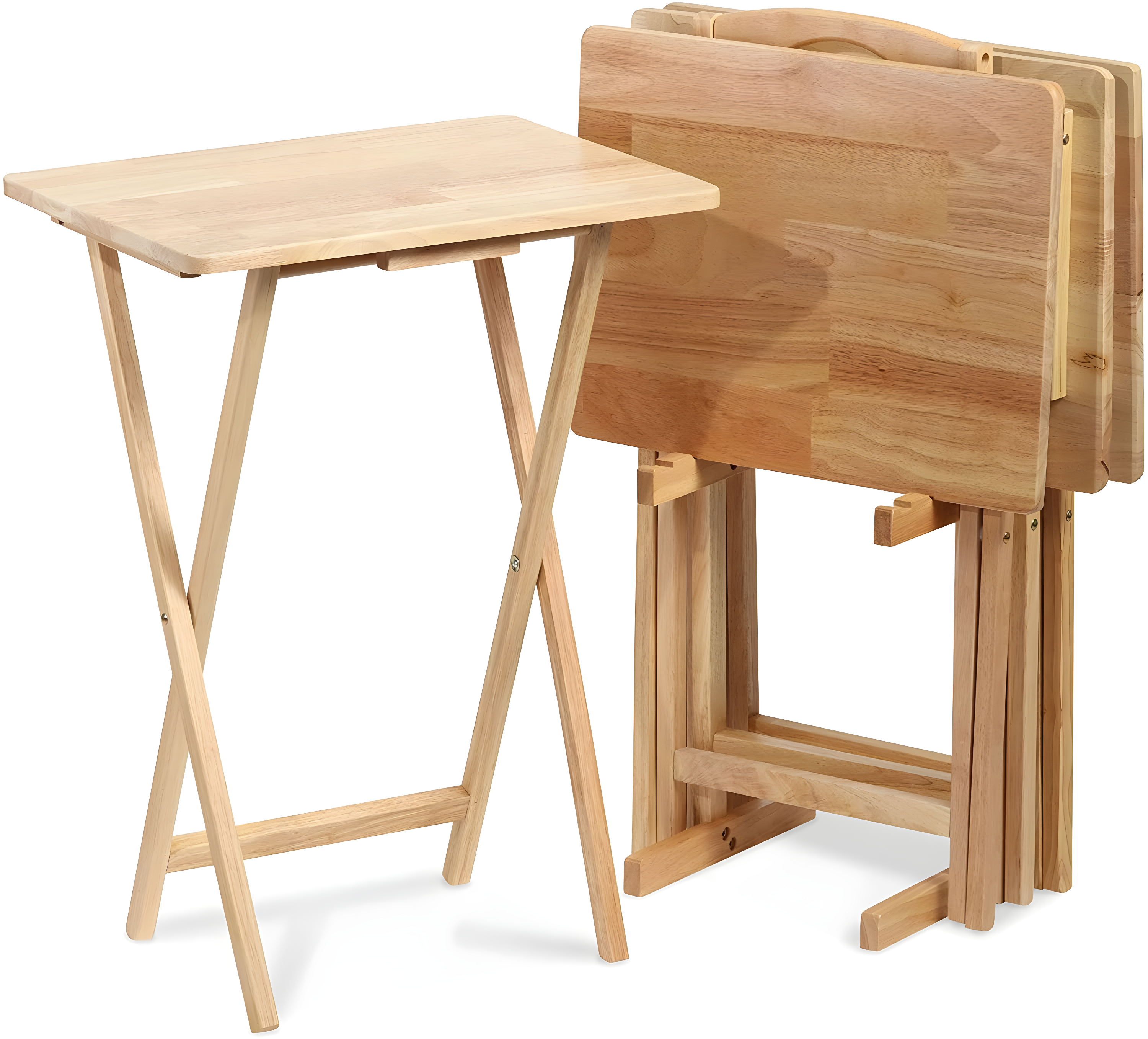 PJ Wood PJ Wood Folding TV Tray Tables with Compact Storage Rack, 5 Piece Set