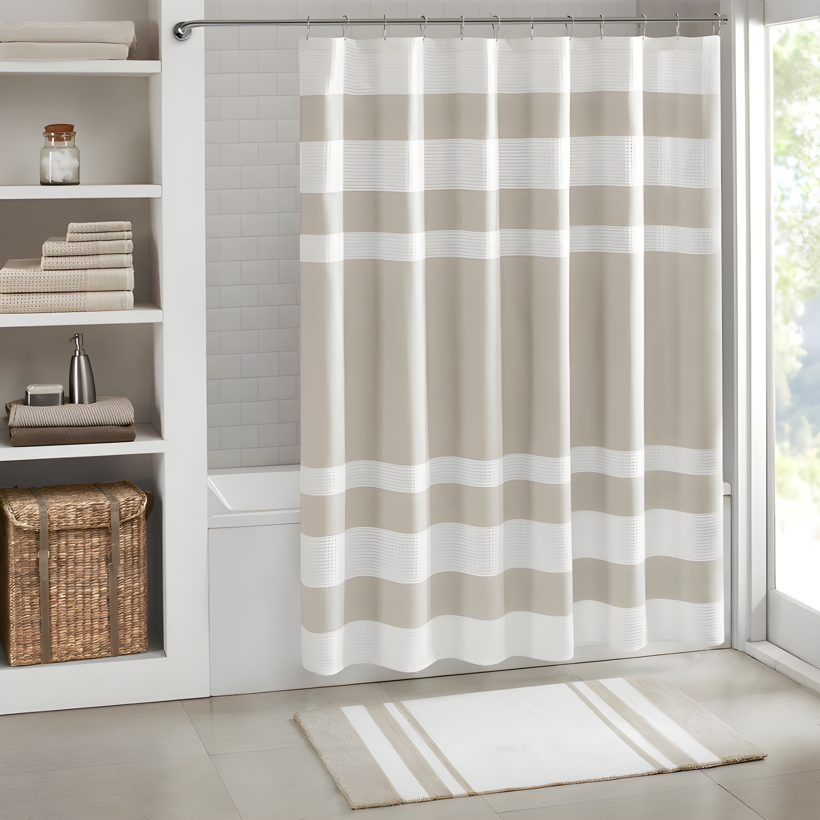 27"x45" Spa Cotton Reversible Bath Rug Taupe Brown: Madison Park, Tufted, Machine Washable, OEKO-TEX Certified