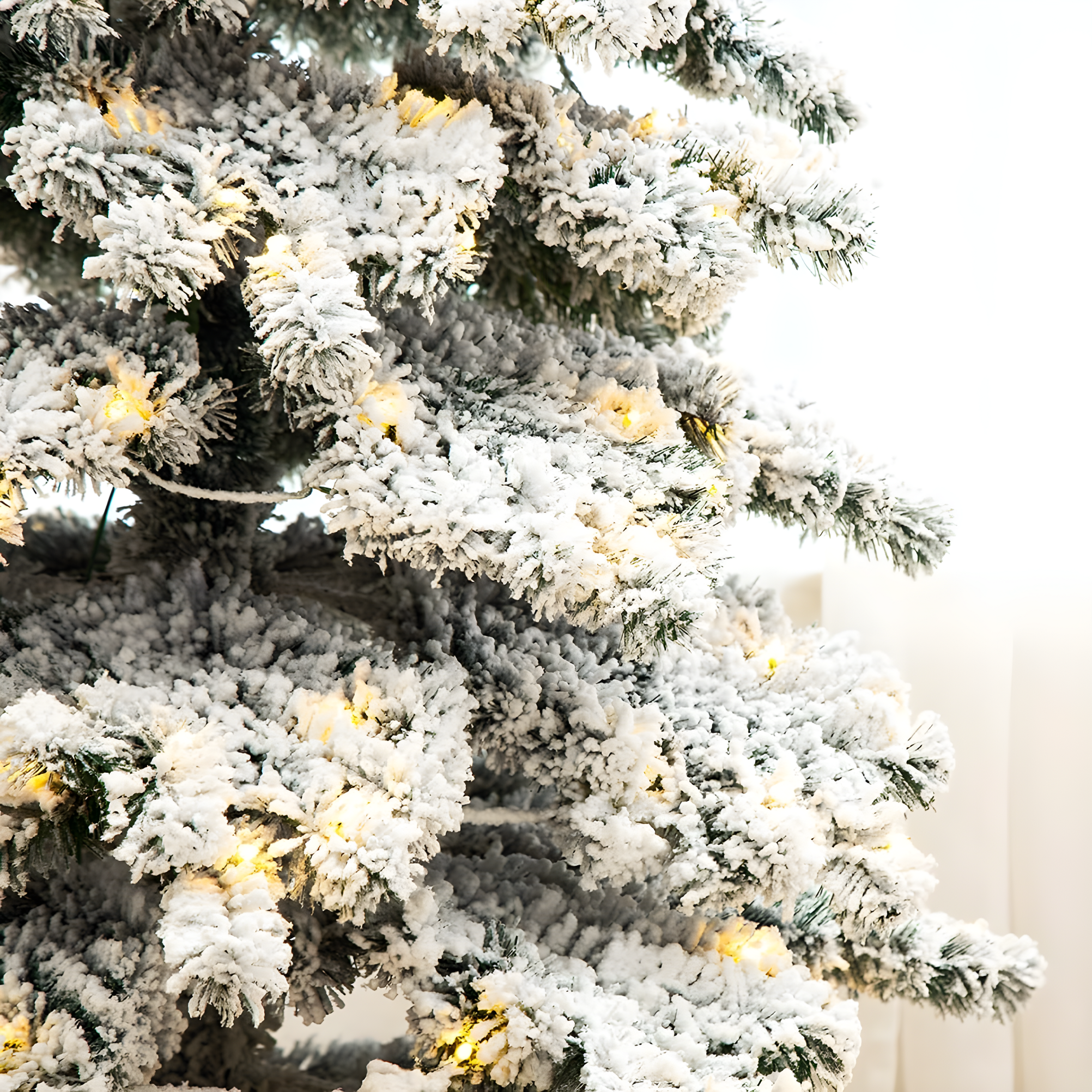 7.5ft Flocked Spruce Christmas Tree with Warm White LED Lights