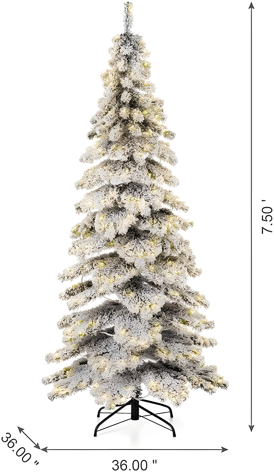 7.5ft Flocked Spruce Christmas Tree with Warm White LED Lights