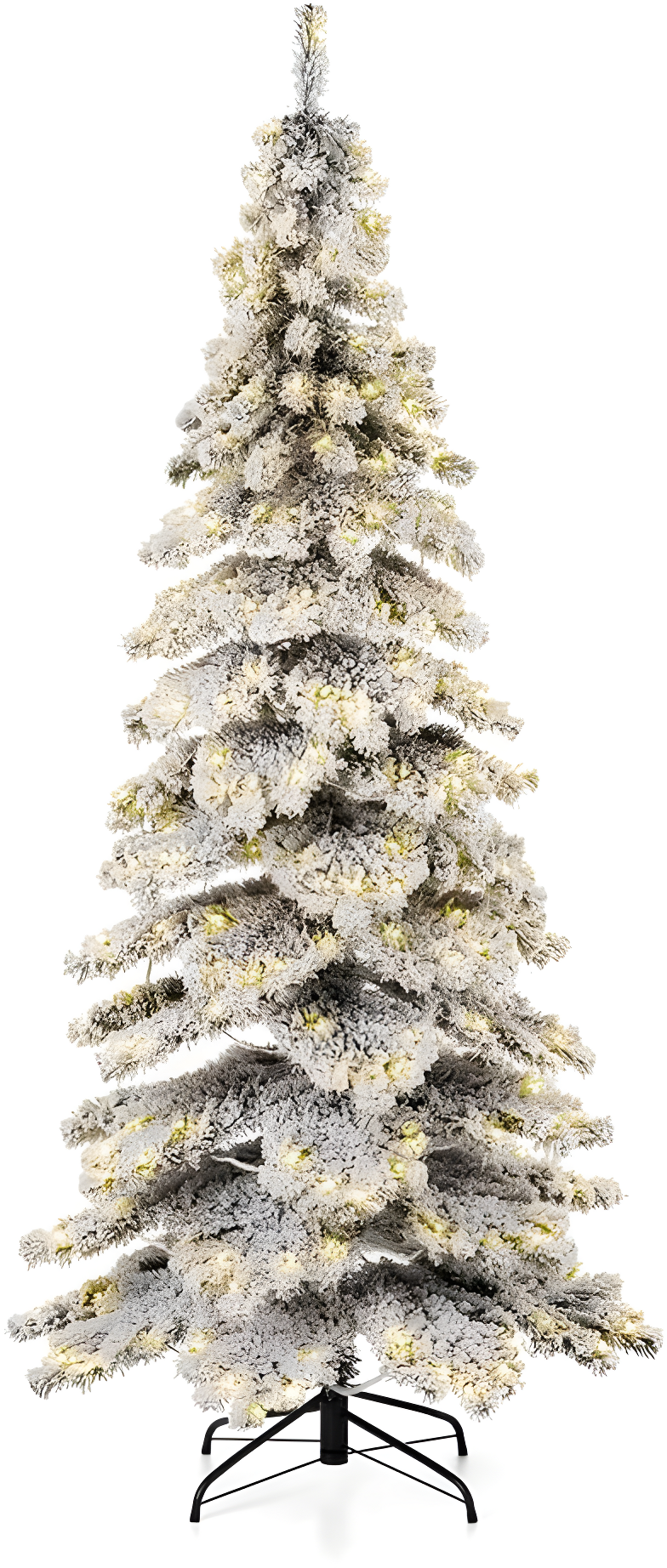 7.5ft Flocked Spruce Christmas Tree with Warm White LED Lights