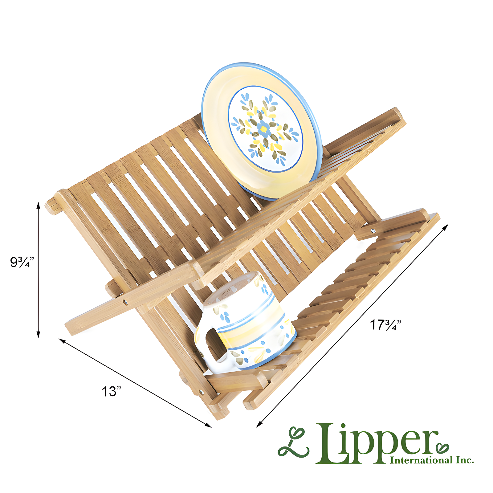 Lipper International Adjustable Bamboo Two Tier Dish Rack