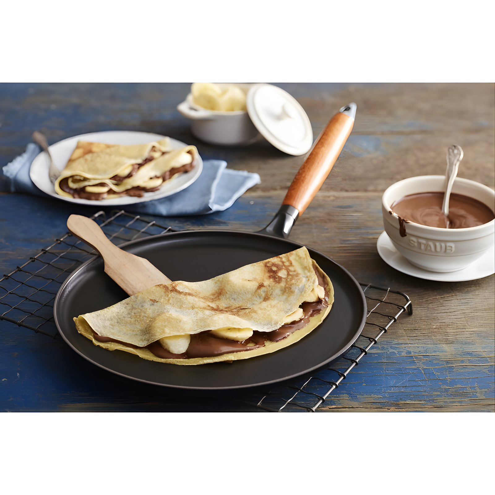Staub ® Matte Black Cast Iron 11" Crepe Pan with Spreader and Spatula
