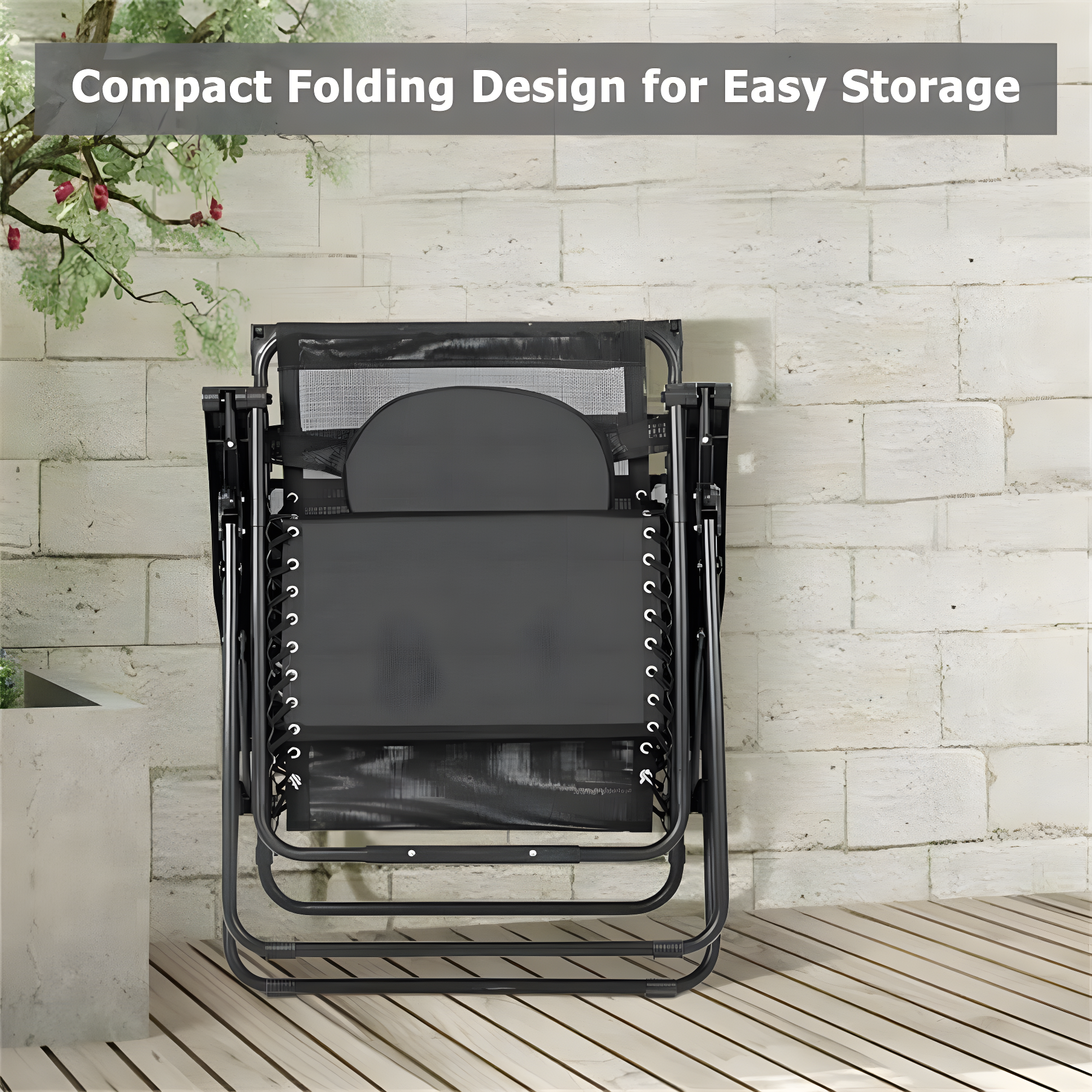 Arlmont & Co. Outdoor Folding Recliner Lounge Chair with Shade Canopy And Cup Holder