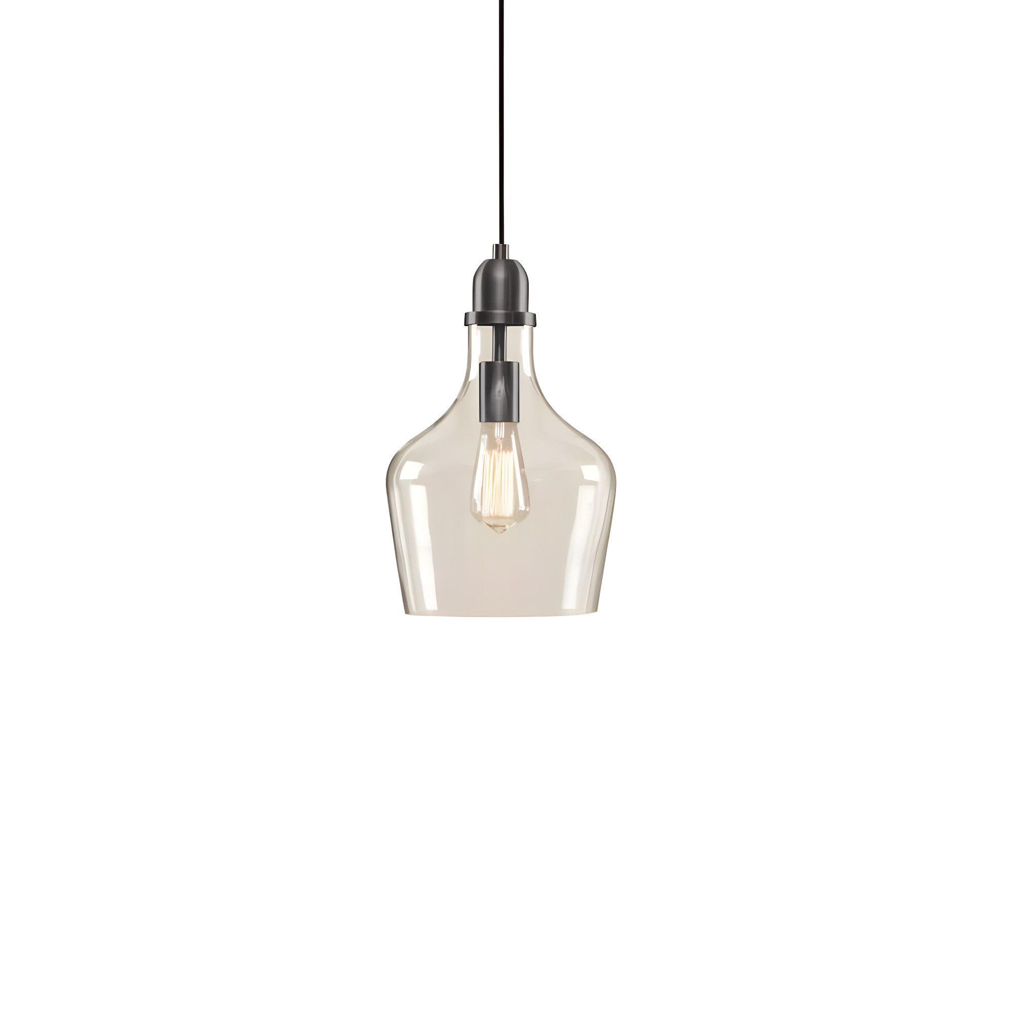 Hampton Hill Auburn 1-Light Transitional Metal and Glass Pendant in Bronze/Clear