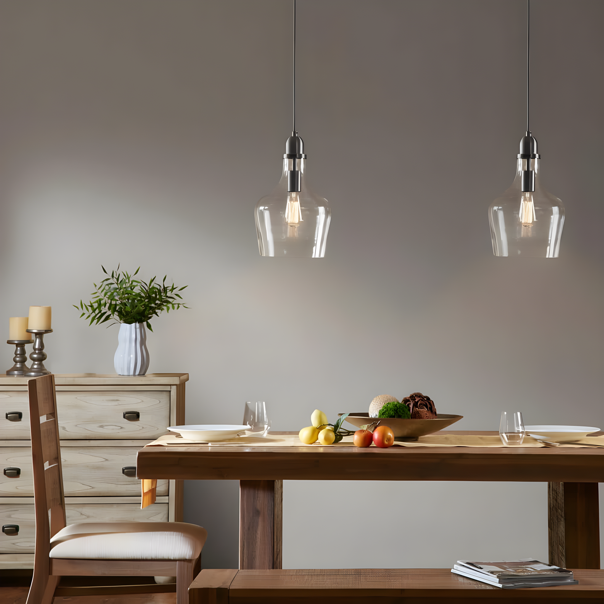 Hampton Hill Auburn 1-Light Transitional Metal and Glass Pendant in Bronze/Clear
