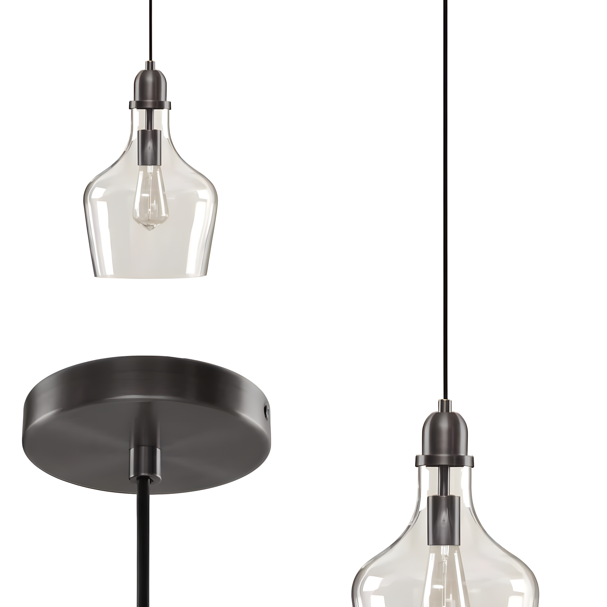Hampton Hill Auburn 1-Light Transitional Metal and Glass Pendant in Bronze/Clear
