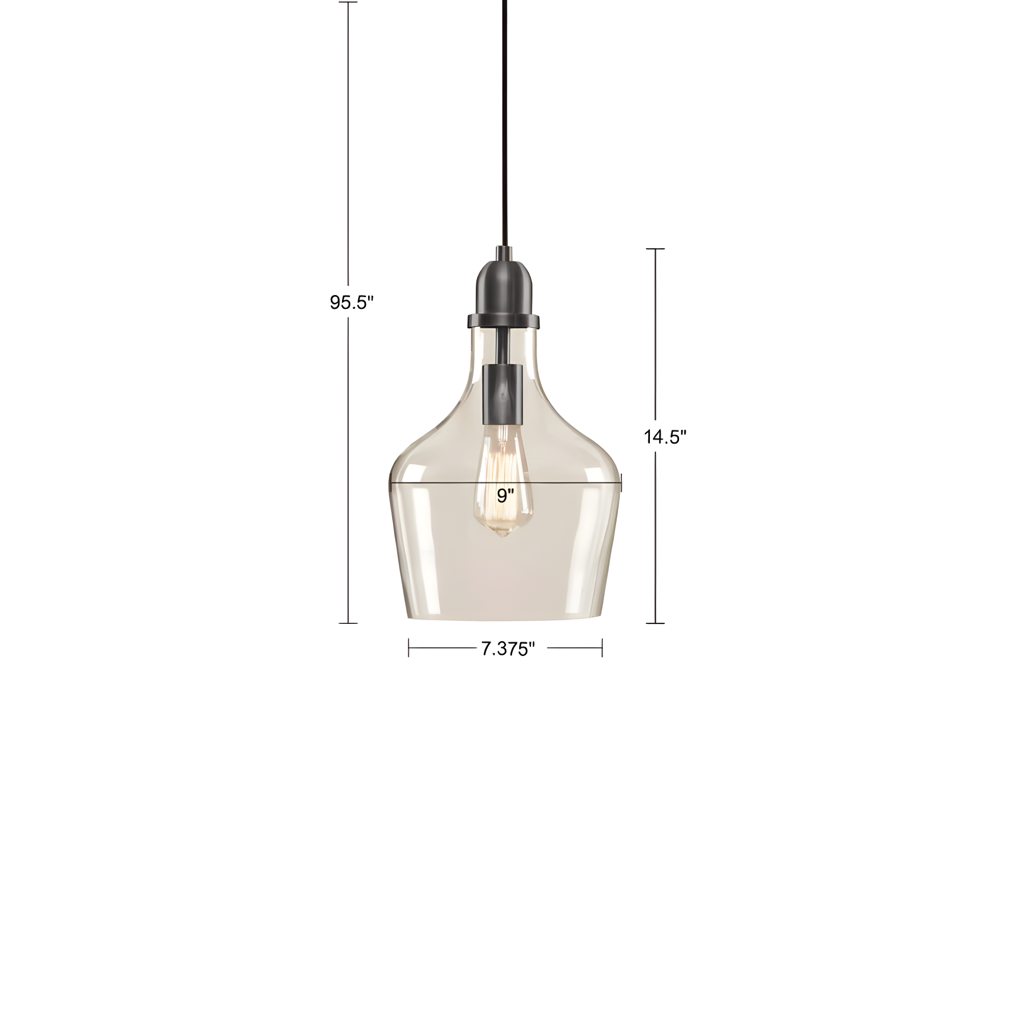 Hampton Hill Auburn 1-Light Transitional Metal and Glass Pendant in Bronze/Clear