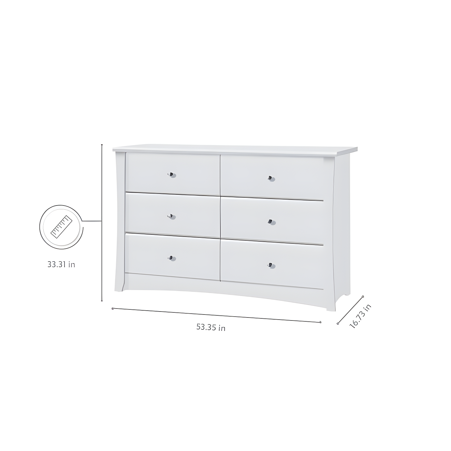 Crescent 6 Drawer Double Dresser