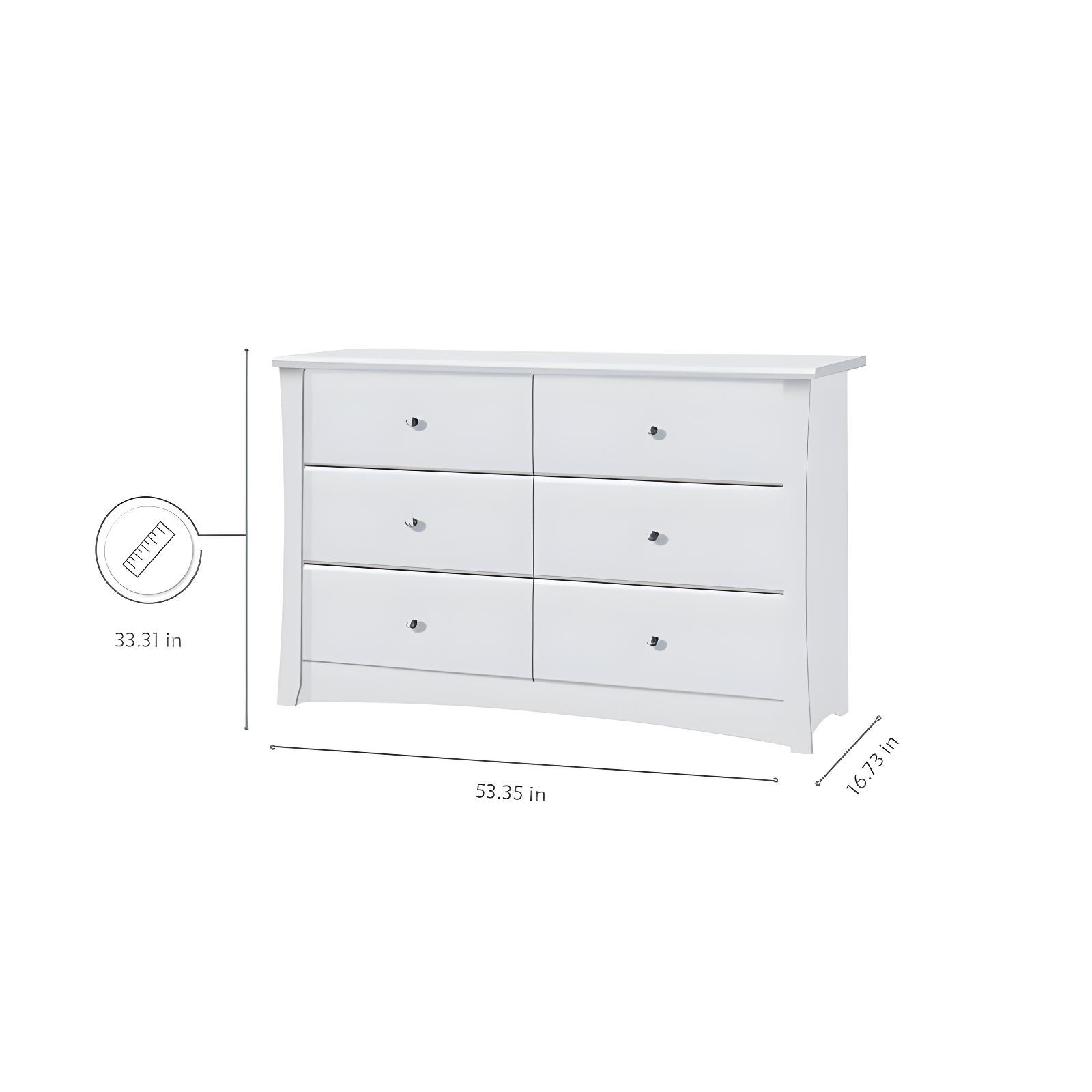 Crescent 6 Drawer Double Dresser