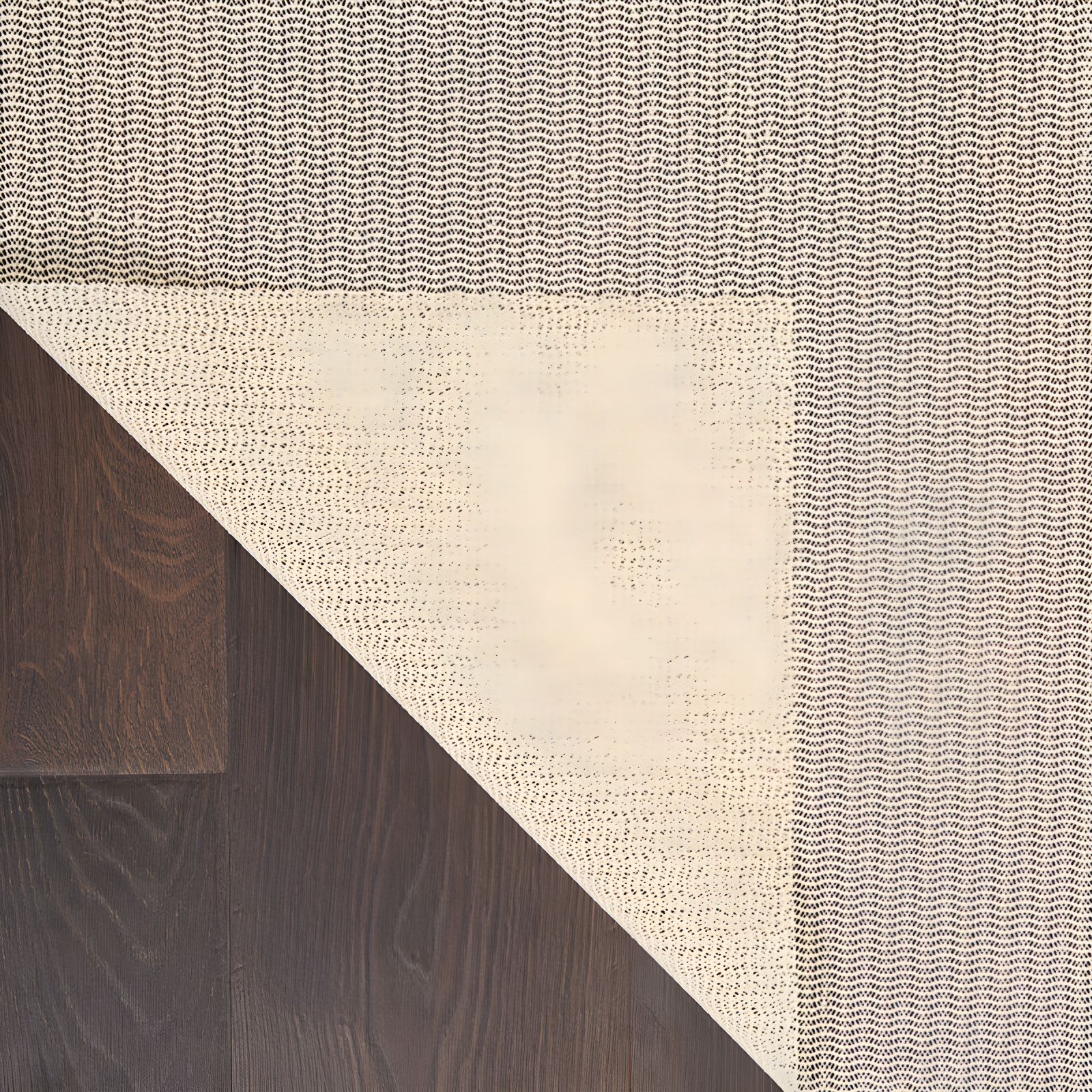 Ebern Designs Rectangle Shiftloc Solid Color Machine Made Polyester/Plastic/Acrylic Area Rug in Ivory