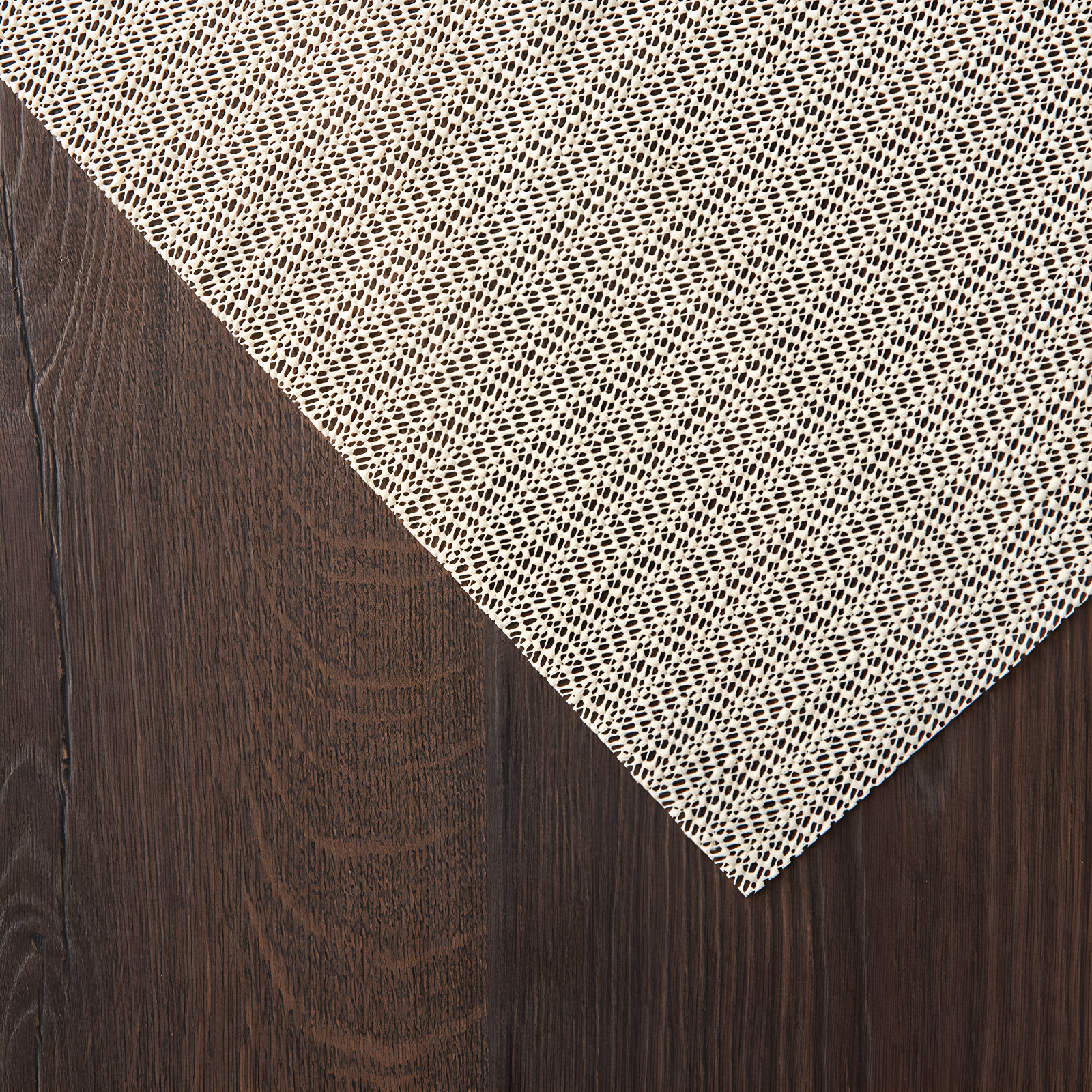 Ebern Designs Rectangle Shiftloc Solid Color Machine Made Polyester/Plastic/Acrylic Area Rug in Ivory
