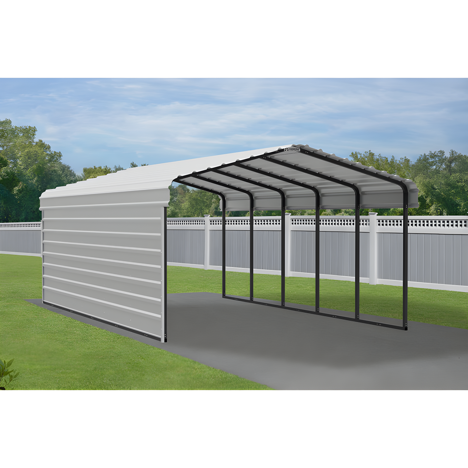 Arrow Arrow Steel Carport with 1 Side Wall Kit, 12X24X07