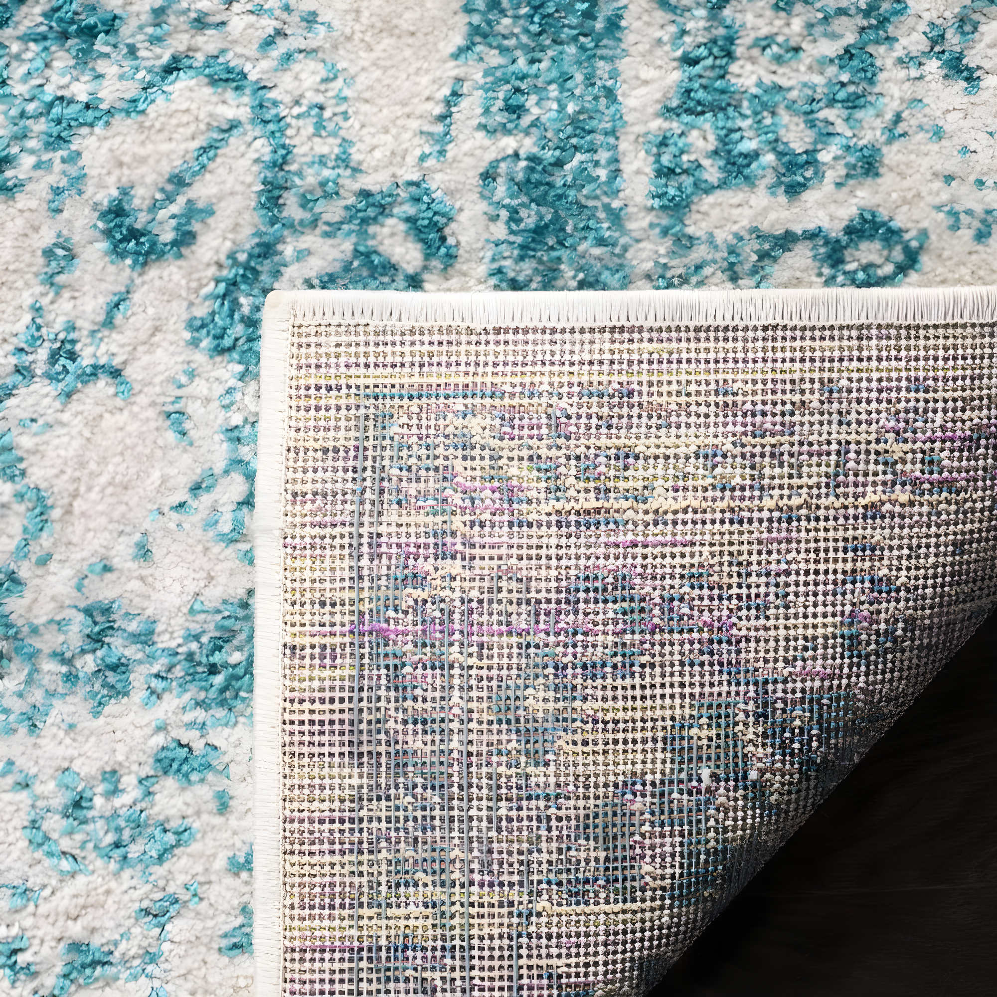 Adirondack ADR109 Machine Made Indoor Area Rug - Ivory/Teal - 5'-1"x7'-6" - Safavieh