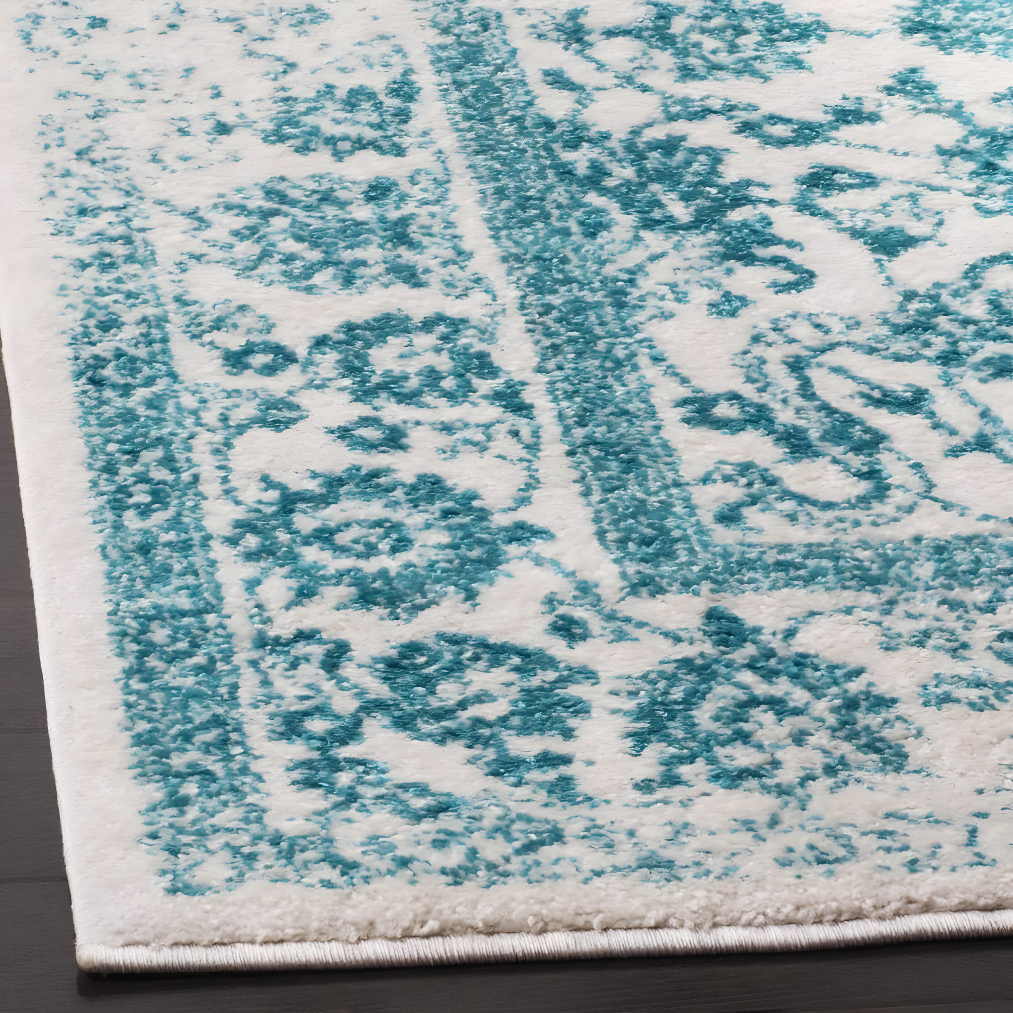 Adirondack ADR109 Machine Made Indoor Area Rug - Ivory/Teal - 5'-1"x7'-6" - Safavieh