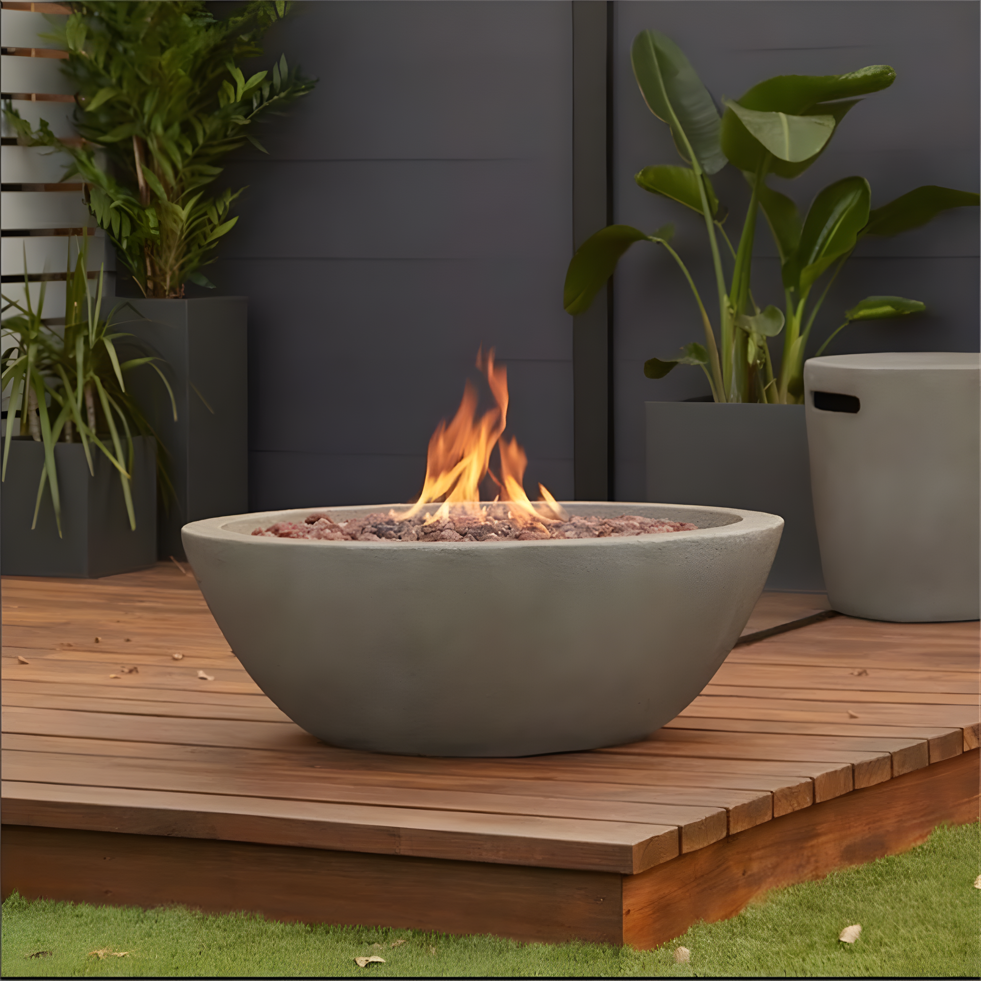 Fernanda Fire Bowl - Gray / Round
