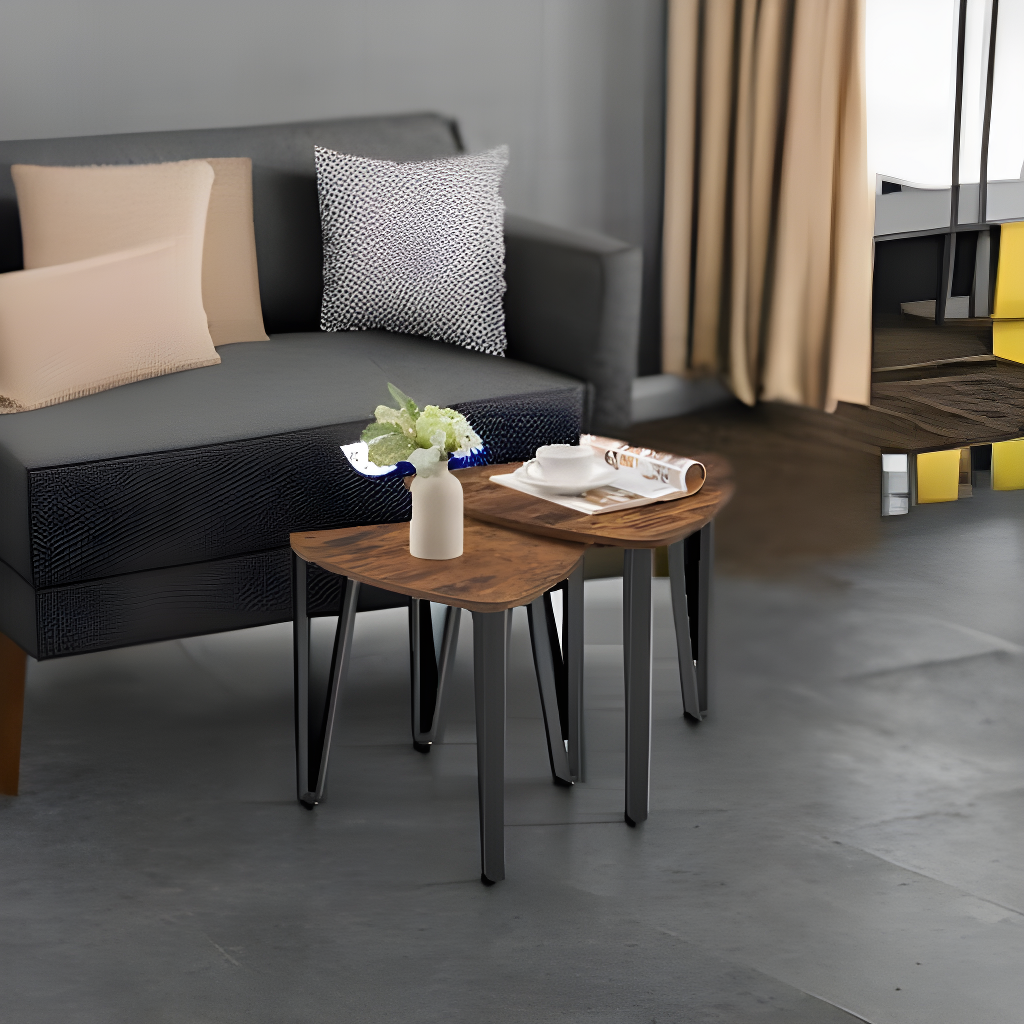 VASAGLE Nesting Coffee Tables, End Tables Set of 2 for Living Room Bedroom, Industrial Small Stacking Side Tables with Metal Frame for Couch, Rustic Brown and Black ULET013B01