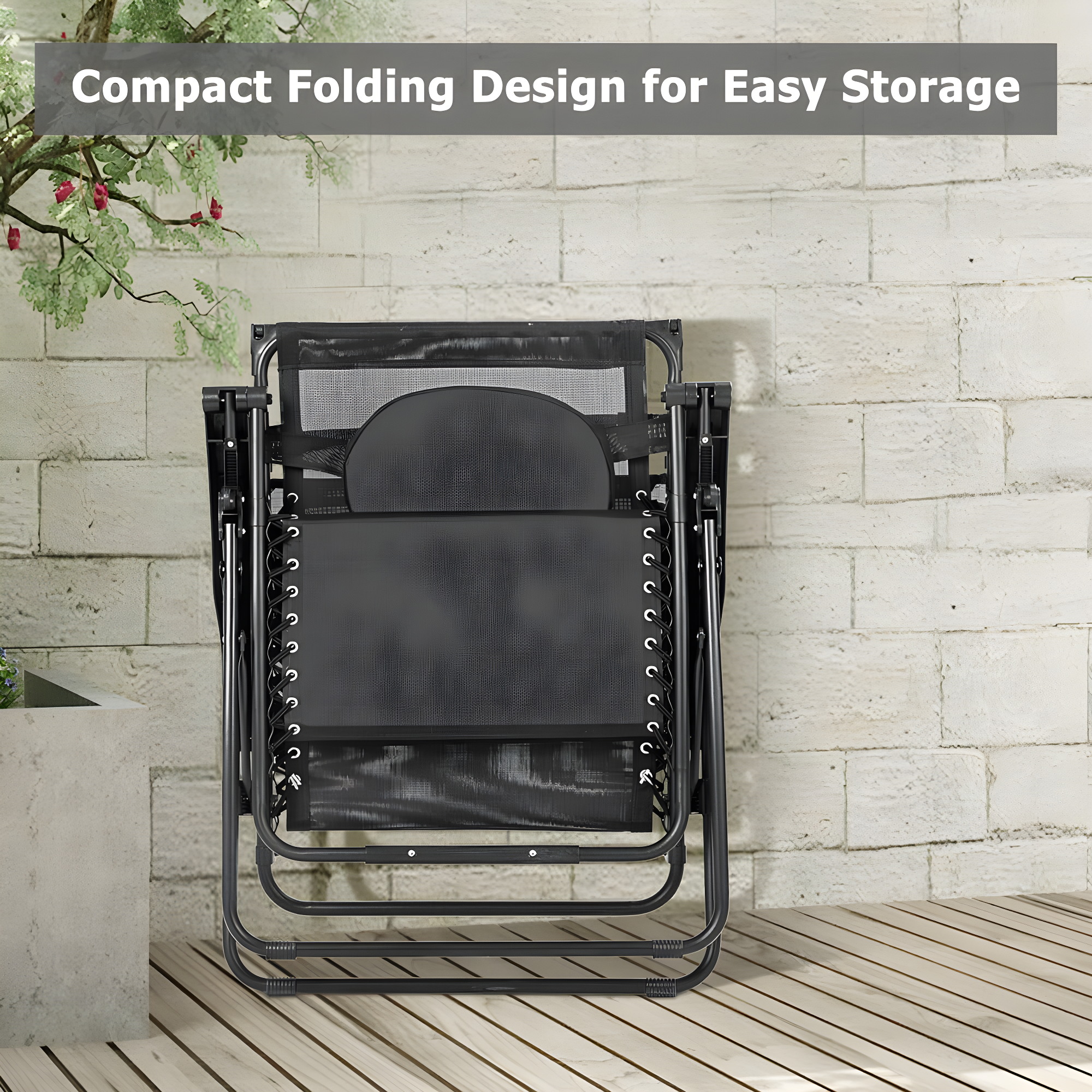 Arlmont & Co. Outdoor Folding Recliner Lounge Chair with Shade Canopy And Cup Holder