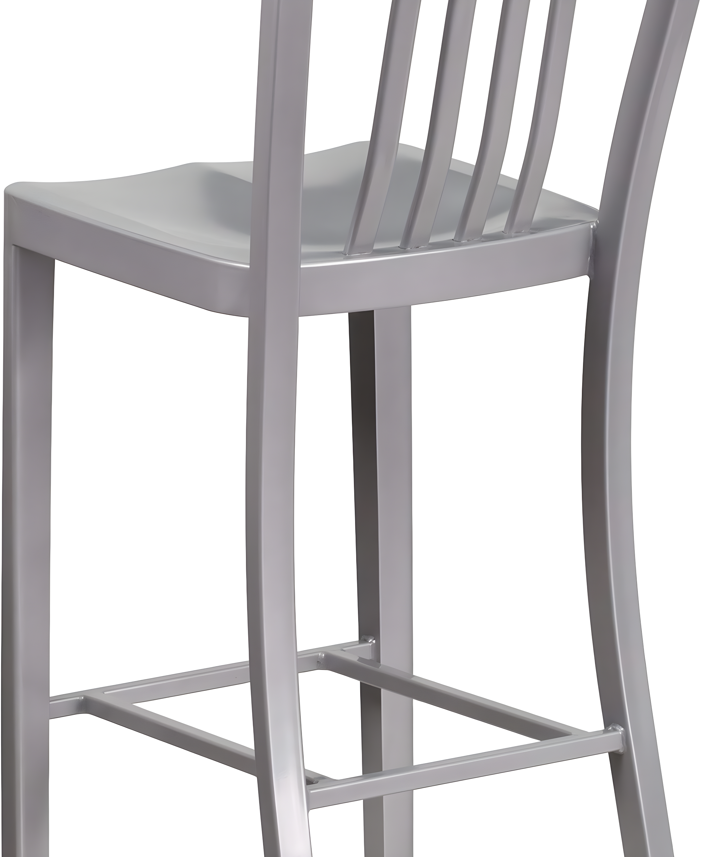 Flash Furniture Commercial Grade 30" High Silver Metal Indoor-Outdoor Barstool with Vertical Slat Back
