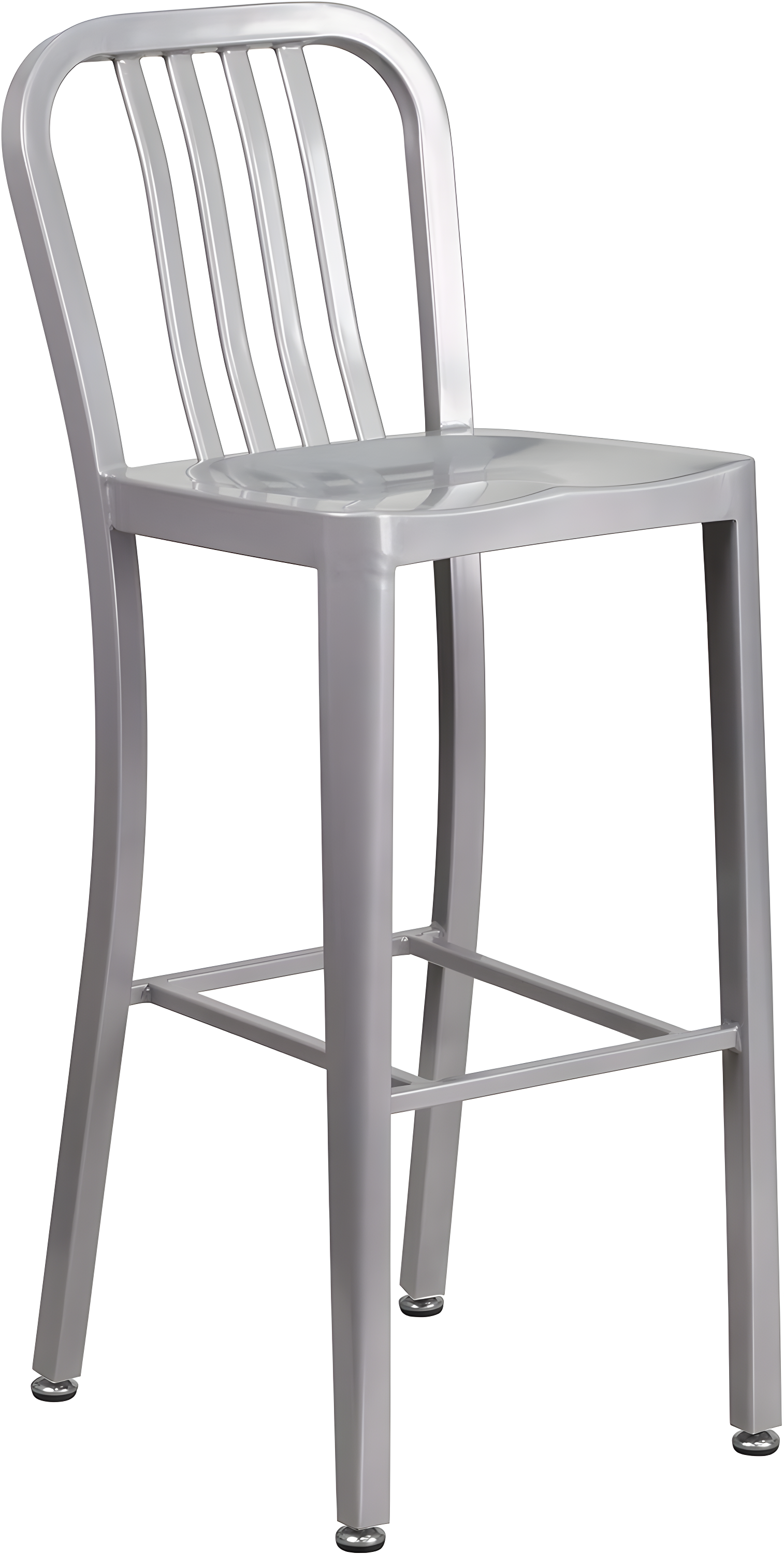 Flash Furniture Commercial Grade 30" High Silver Metal Indoor-Outdoor Barstool with Vertical Slat Back