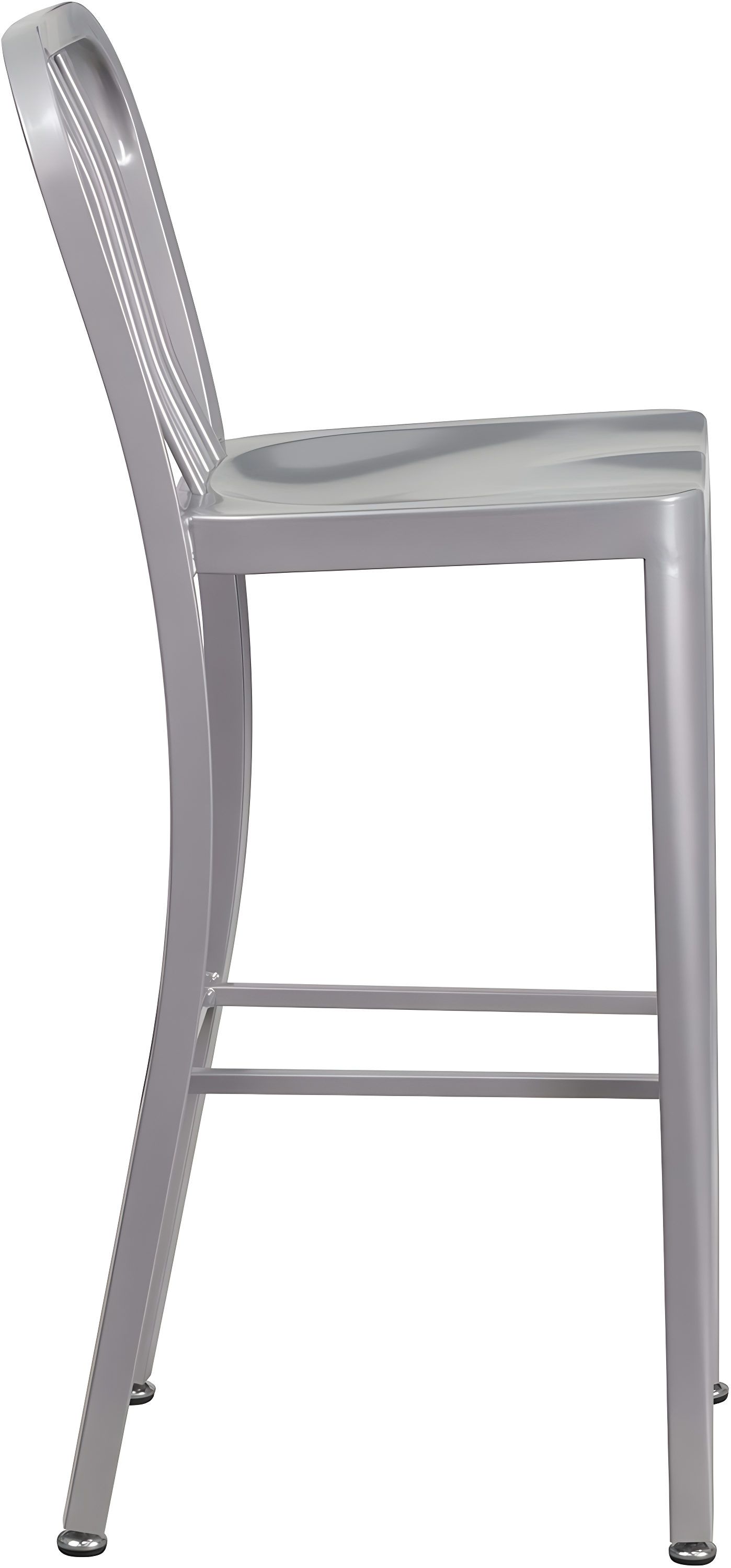 Flash Furniture Commercial Grade 30" High Silver Metal Indoor-Outdoor Barstool with Vertical Slat Back