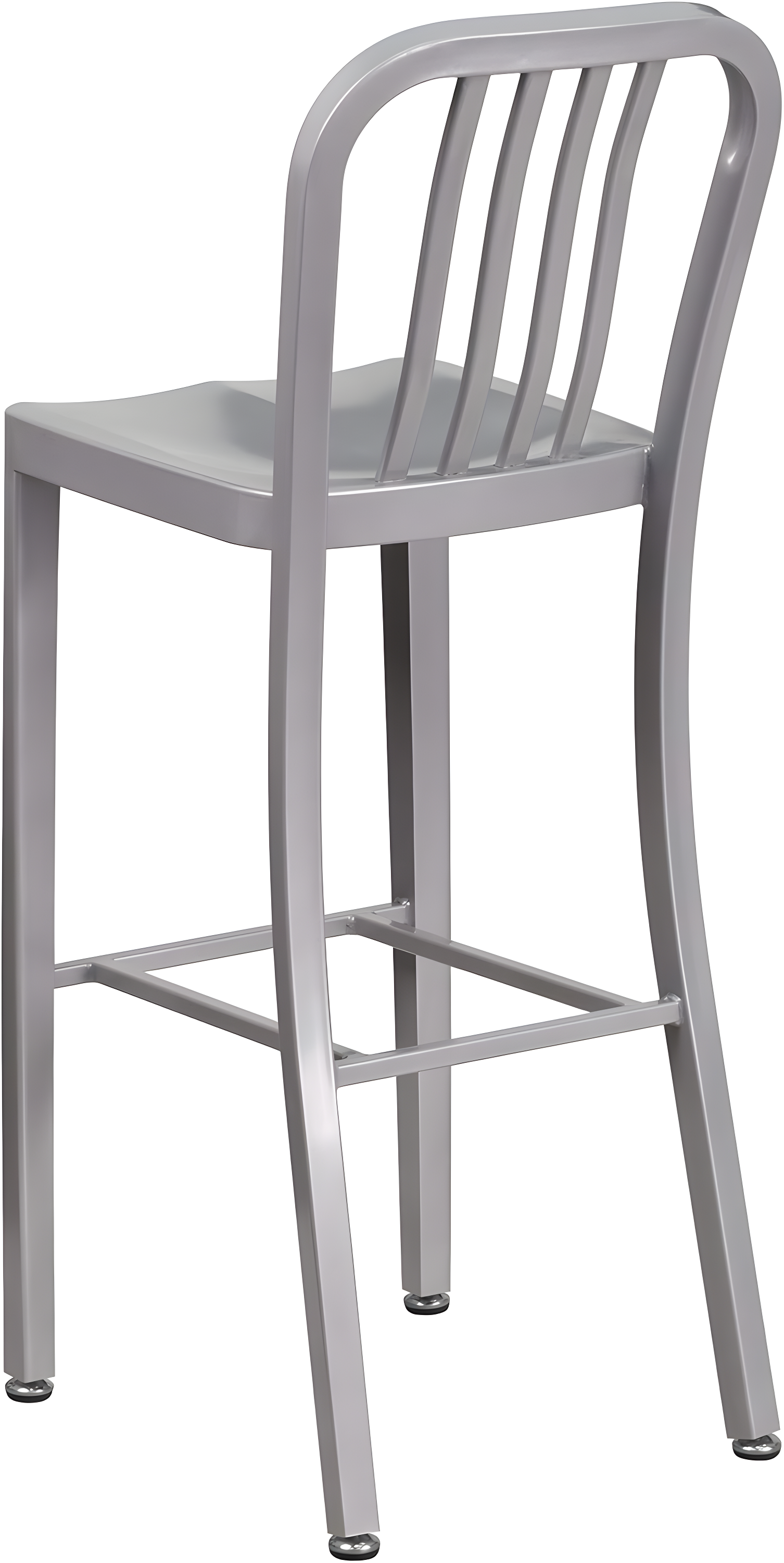 Flash Furniture Commercial Grade 30" High Silver Metal Indoor-Outdoor Barstool with Vertical Slat Back
