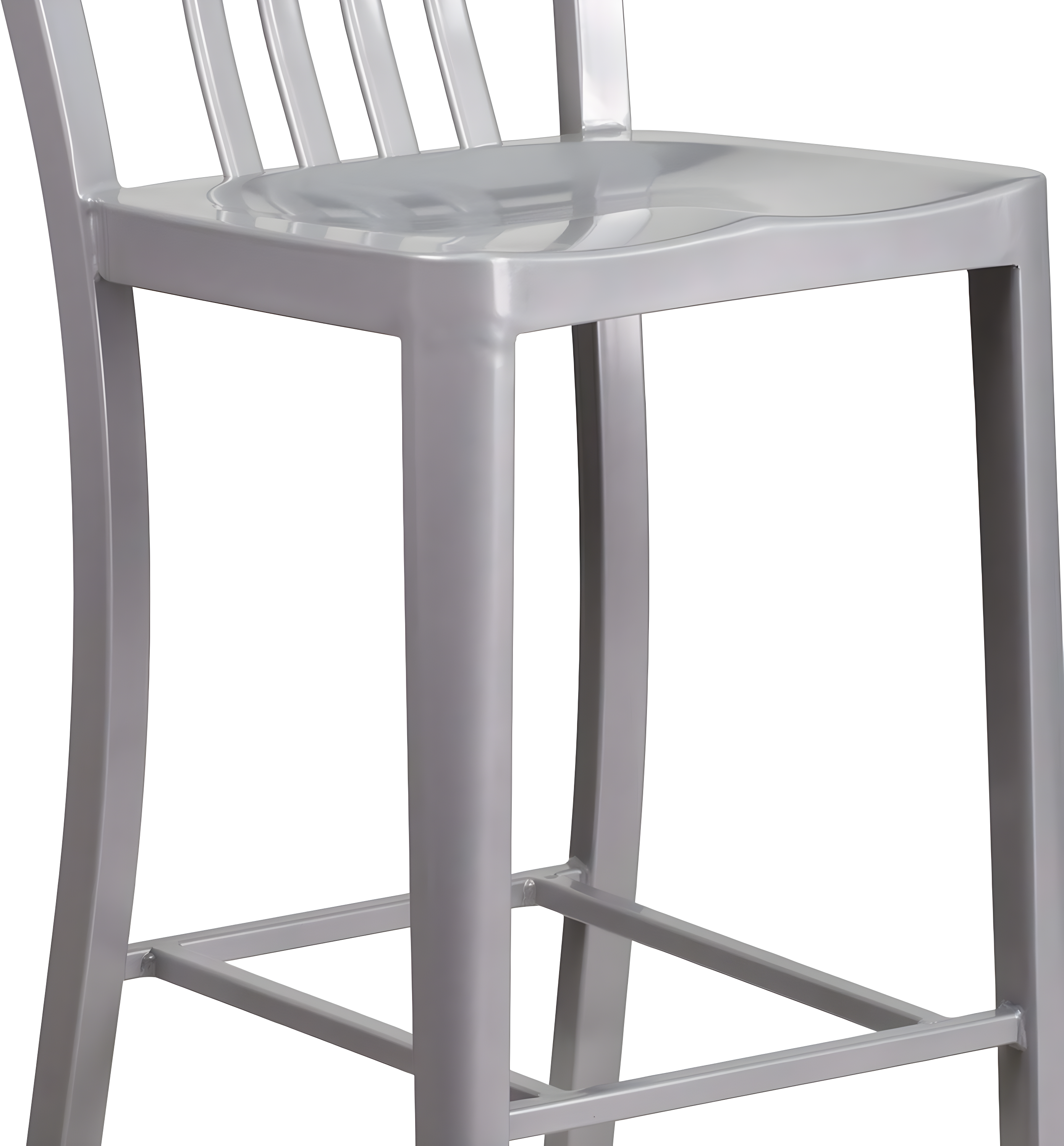 Flash Furniture Commercial Grade 30" High Silver Metal Indoor-Outdoor Barstool with Vertical Slat Back